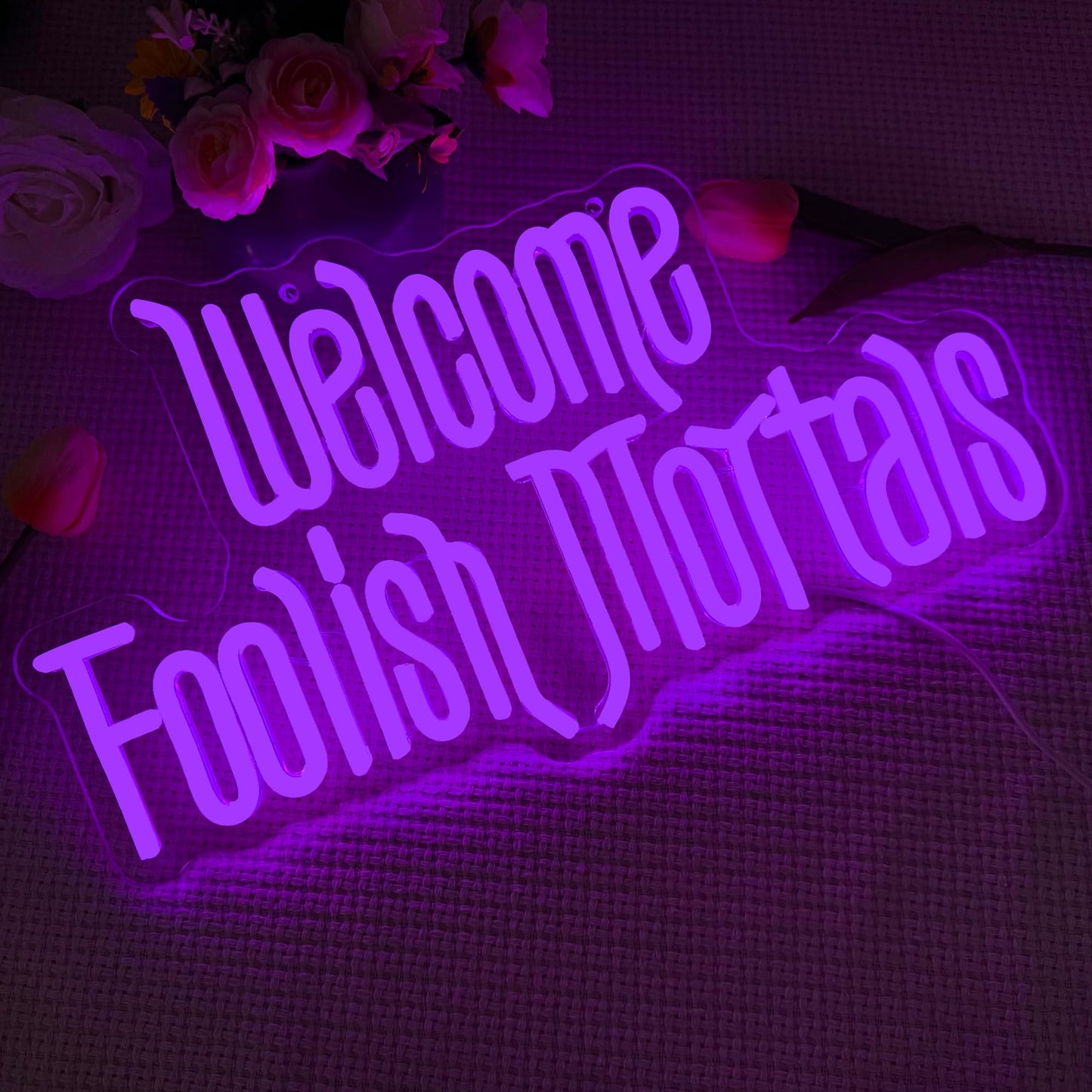 Symone Neon Sign, Dimmable Coffin LED Wall Decor, 16.1 x 9.4 in, Purple, Haunted Mansion Theme