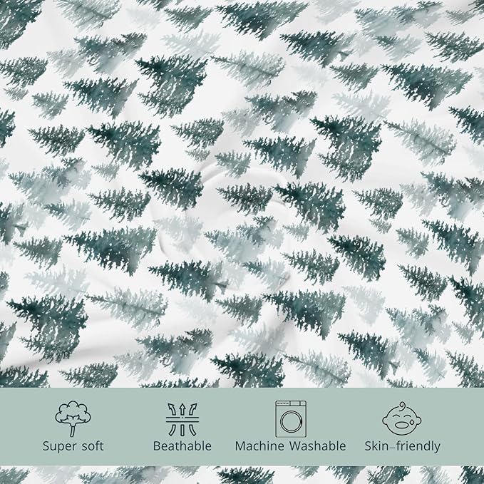 HawSkgFub Watercolor Forest Pine Tree Changing Pad Cover for Baby Girl Boy, Winter Christmas Diaper Change Table Covers, Soft Stretchy Safe Snug Fitted Changing Mat Sheets Fit 32"/34" x 16"