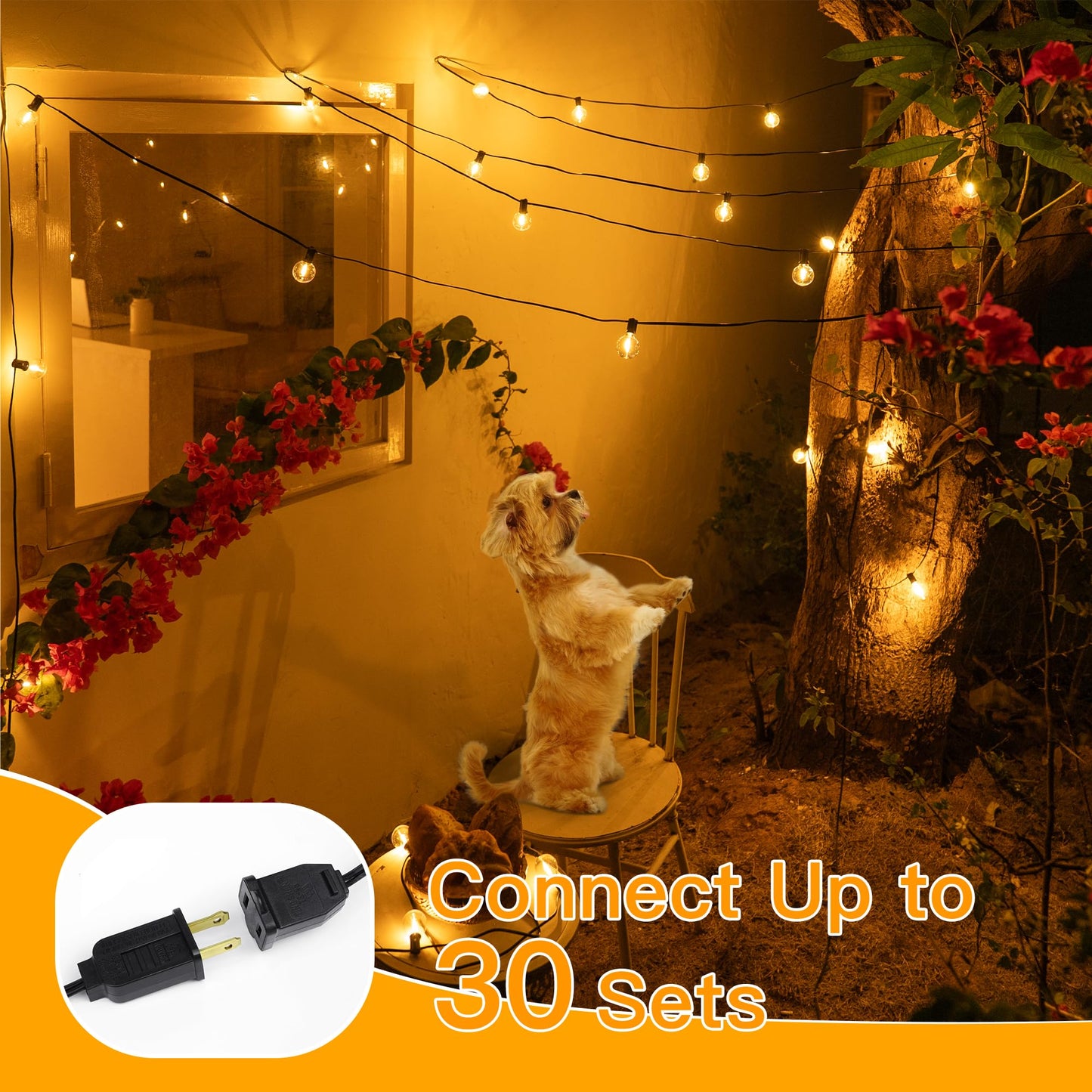 Ollny Outdoor String Lights, 25FT Waterproof Shatterproof with 13 Edison + 1 Spare LED Bulbs, Warm White, Model IL-E12-20025013