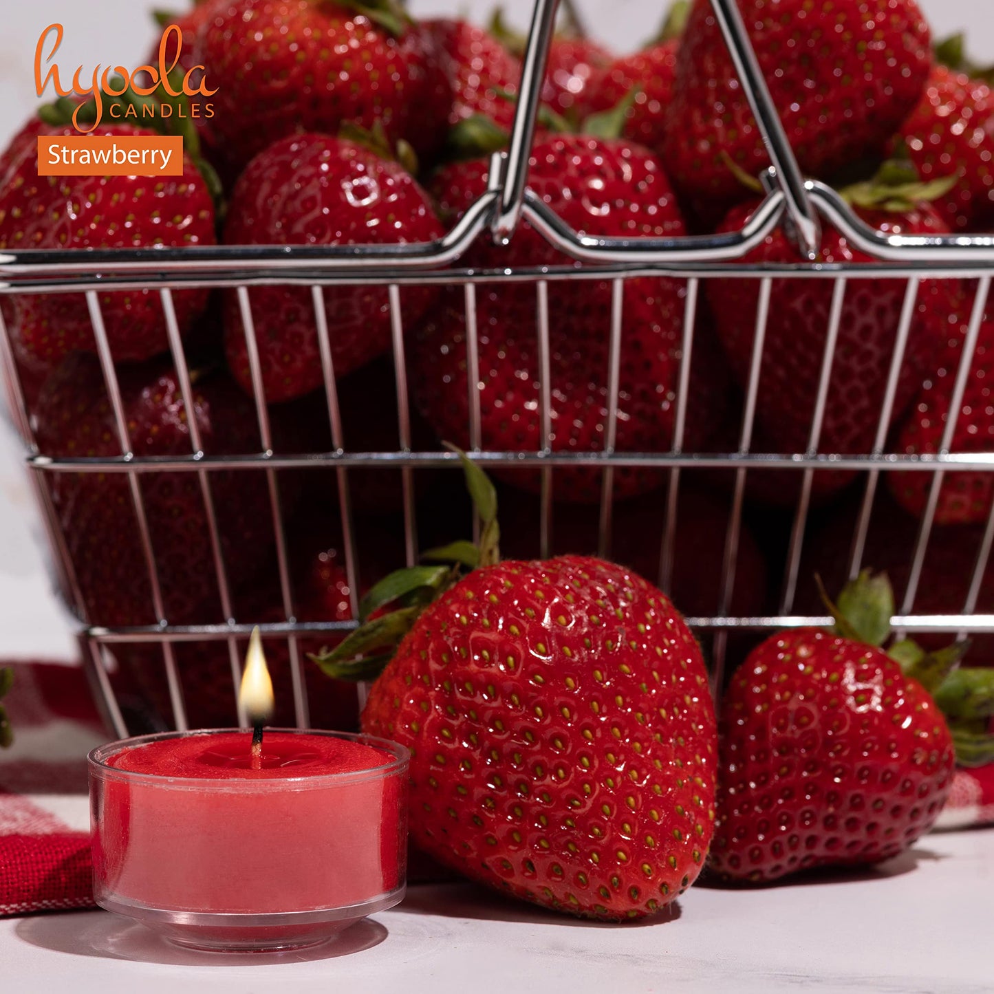 Hyoola Scented Tealight Candles - 15 Pack - Strawberry Red - 6 Hour Burn Time - Clear Cup - Wax - Model H10202