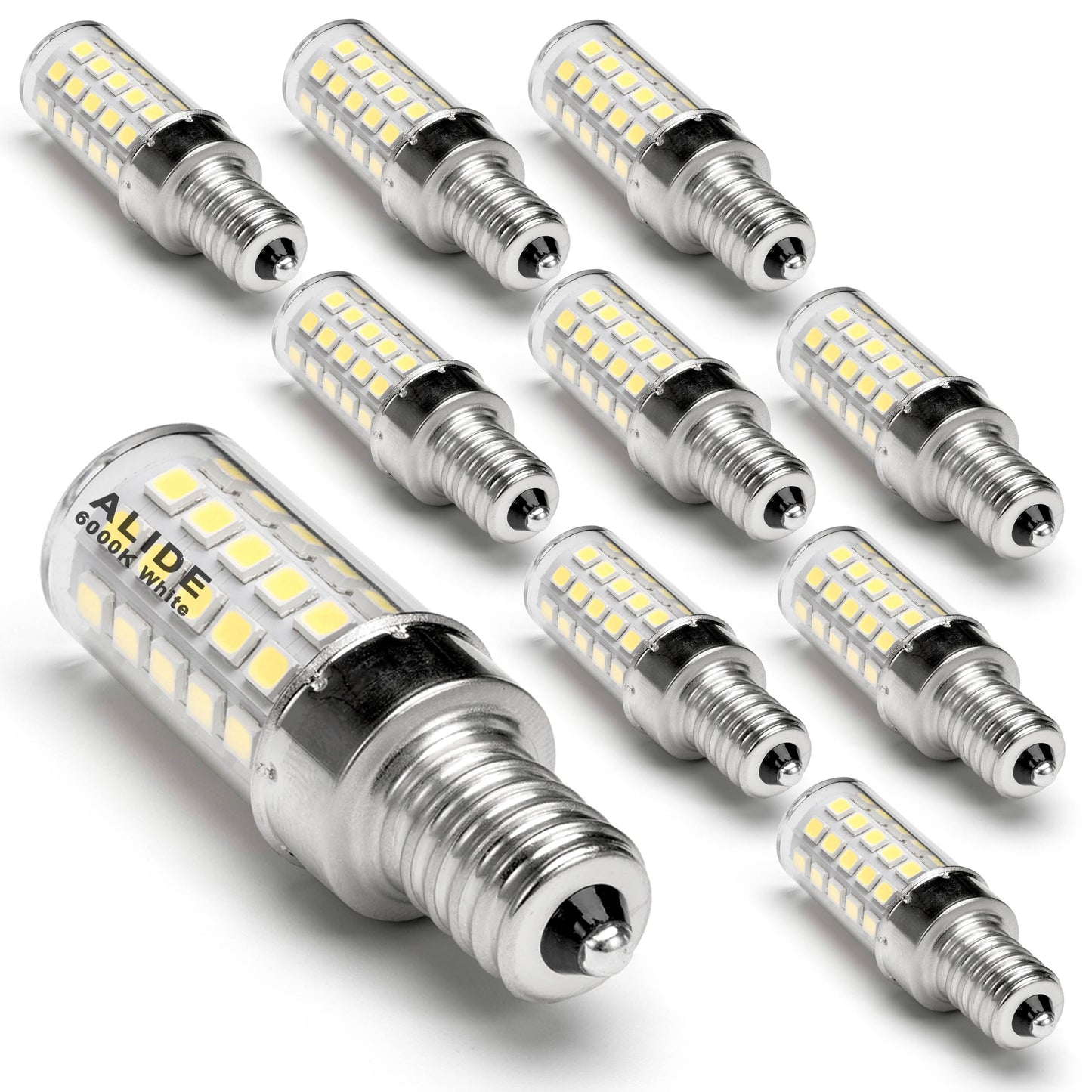 ALIDE E12 C7 LED Bulbs 6W Bright Cool White 6000K Daylight, 10 Pack, 550lm, Model ALDE1266