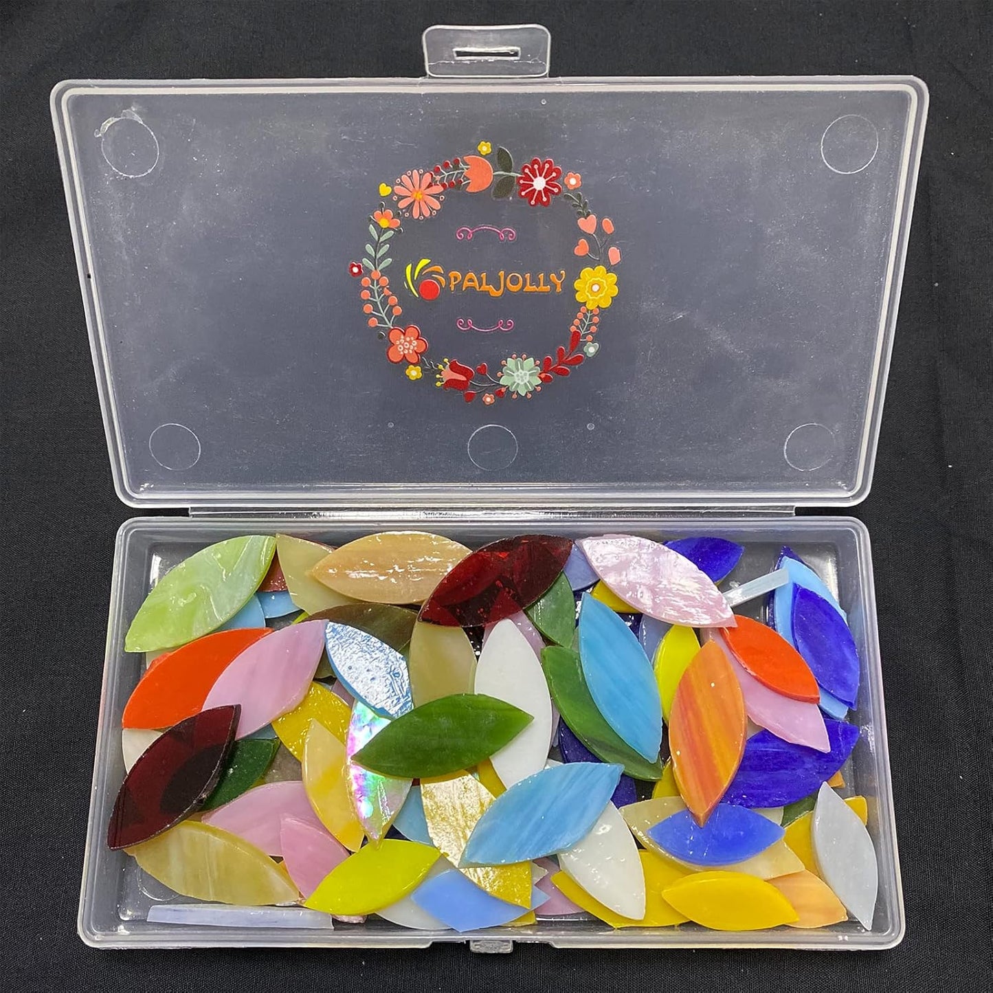 120 Pcs Petal Mosaic Tiles for Crafts, Hand Cut Stained Glass Petals, Mosaic Flower Pieces, Tiffany Glass Tiles Supplies Kit for Mosaics and Crafting, Assorted Size and Colors