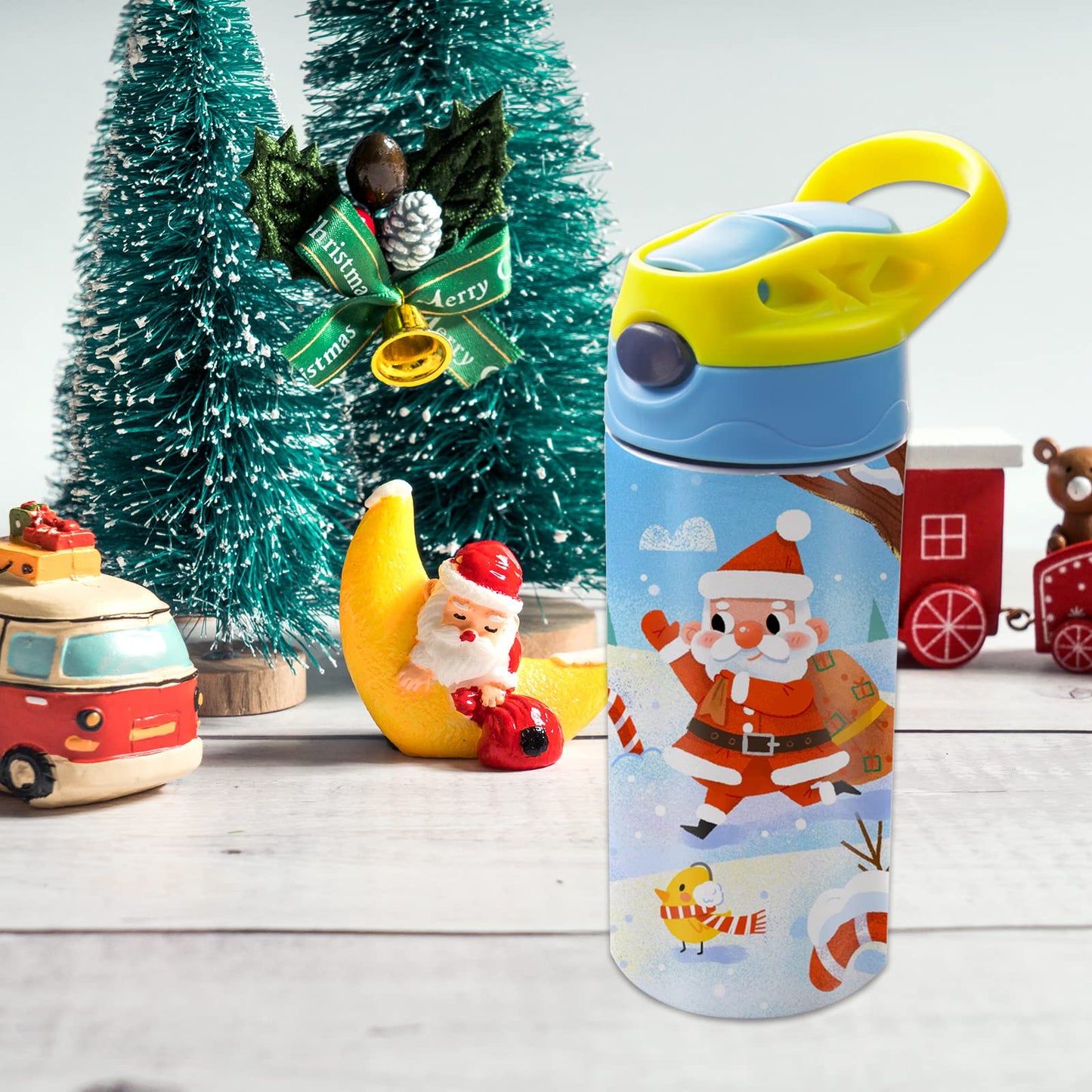 OKBA 4pcs 12oz sublimation Blanks sippy cup,sublimation tumblers for kids,Stainless Steel Insulated Toddler Water Bottle with Leak-Proof Straw Lid and Handle