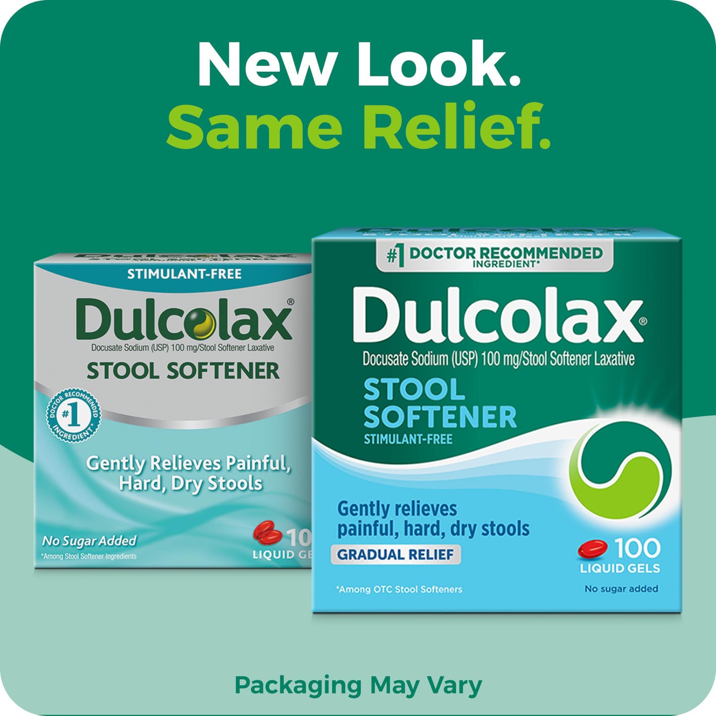 Dulcolax Stool Softener Laxative Liquid Gel Capsules, Gentle Constipation Relief for Hard, Dry Stools, Docusate Sodium 100 mg, 100 Count