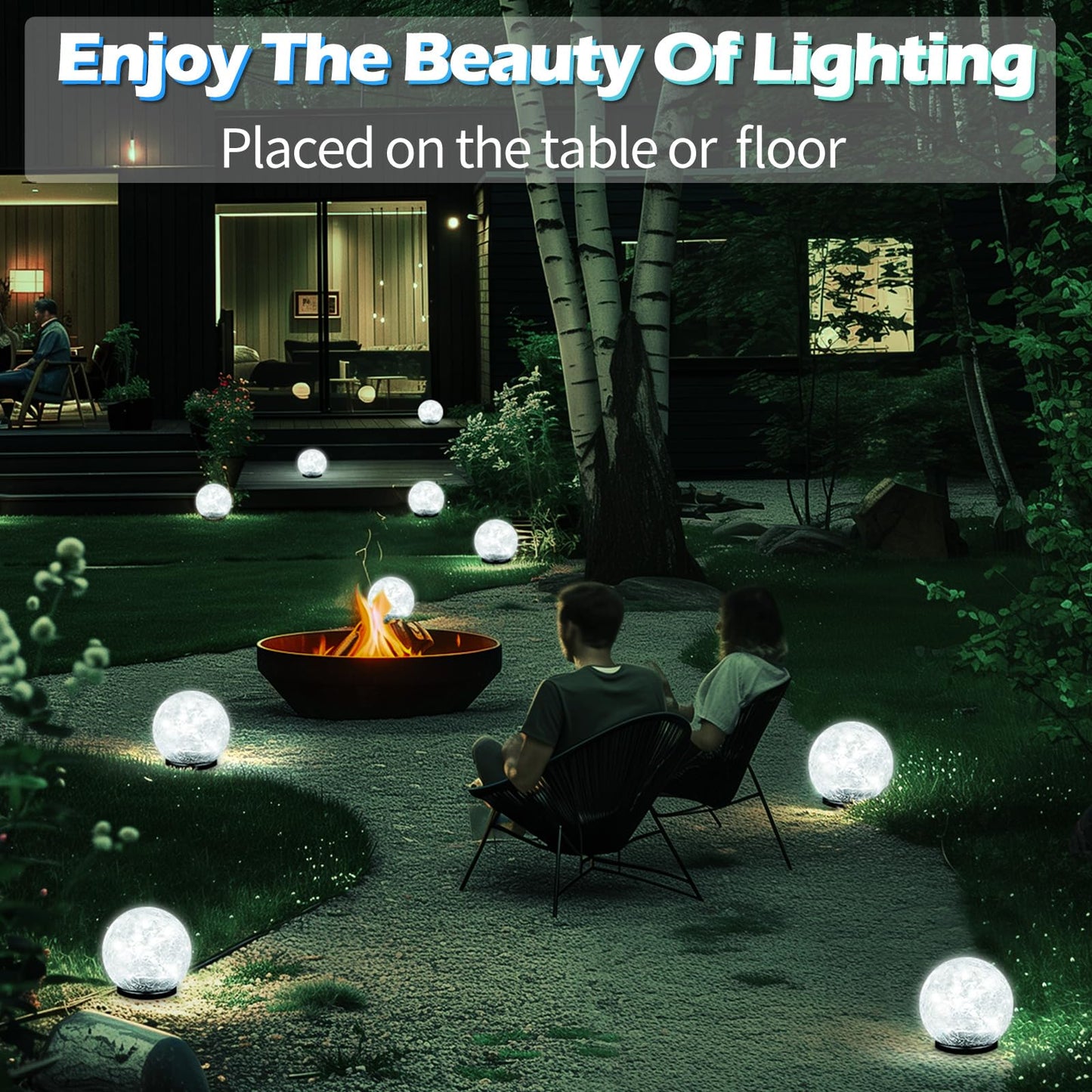 Coroor Garden Solar Ball Lights - 50 Led  ed Glass Globe, Waterproof, 4.7 White, 2 Pack For Outdoor Pathway & Lawn Decor