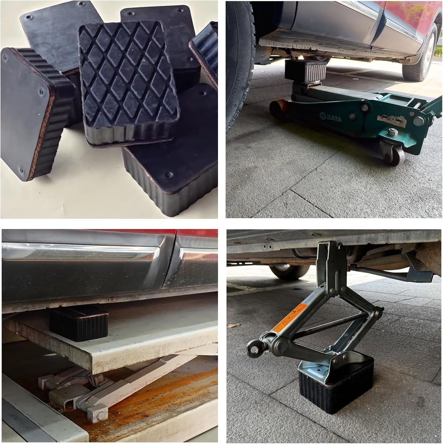 Rubber Block for Car Lift- Nylon Layer Reinforced, Heavy Duty 0000lbs Capacity, Anti-Split Spacer Pads for Commercial Scissor Lift, SUVs, Trucks& More- 6.3″(L)×4.7″(W)×4.7″(H) 1Piece