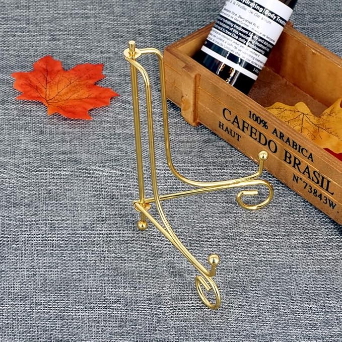 LIONWEI LIONWELI 6 Inch Gold Iron Plate Stand Holder Easel Display Stand for Plate?Picture?Photo and More,4 pcs.