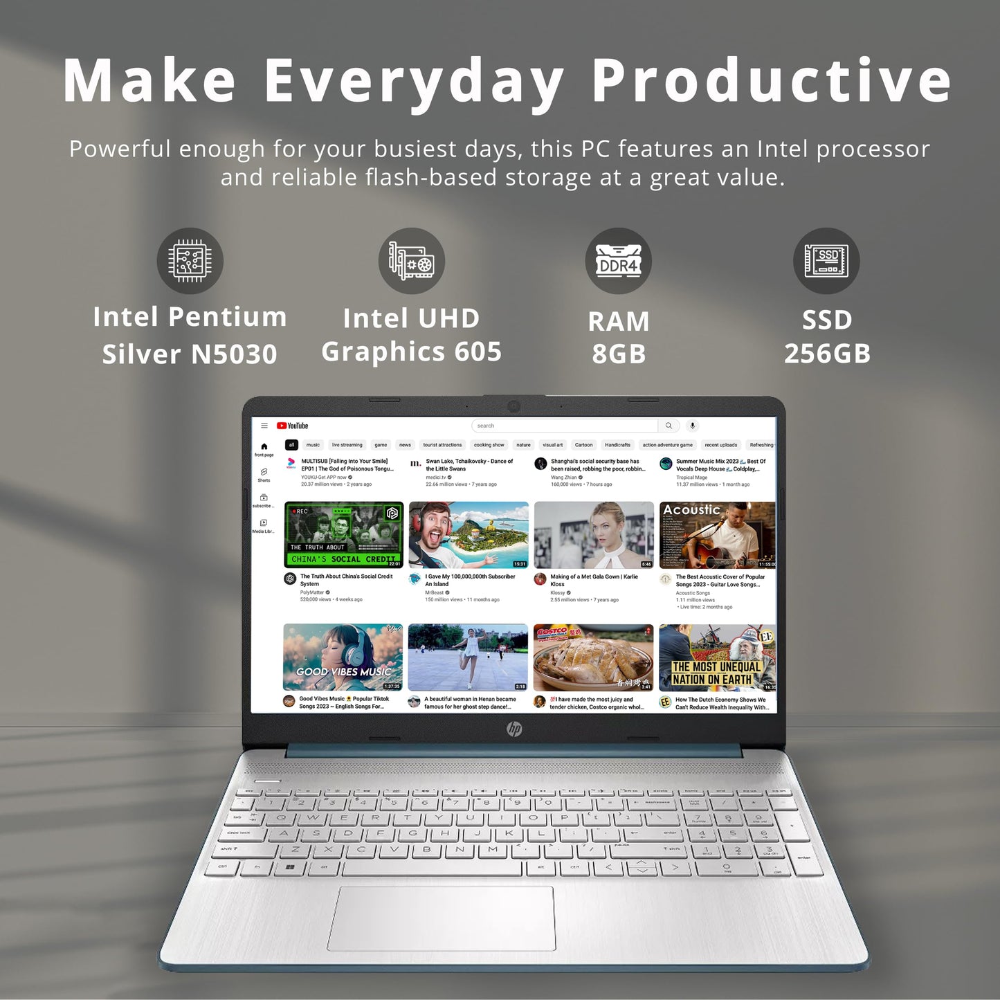 Hp 2022 15.6 Hd Brightview Laptop, Intel Pentium Silver N5030 Processor, 8Gb Ram, 256Gb Pcie Ssd, Intel Hd Graphics 605, 720P Hd