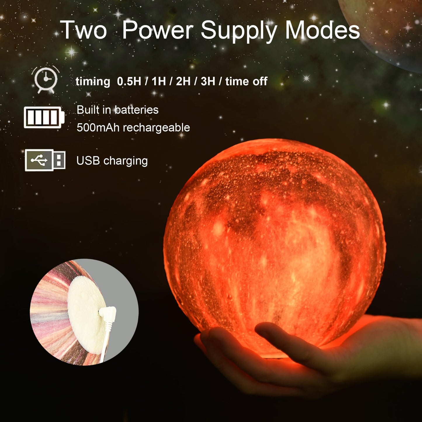 Hyodream Moon Lamp - 5.9 Rechargeable Night Light, Touch & Remote Control, 16 Colors, Multicolor, Model Rf-06082019