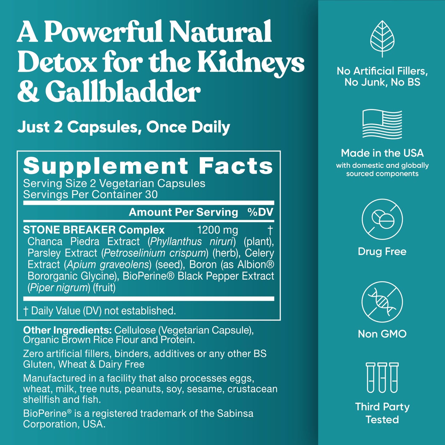 Chanca Piedra Stone Breaker - The Original Stone Breaking Formula with Celery Seed & Parsley - Supports Kidney, Gallbladder & Urinary Tract Cleansing to Help Flush Impurities - 120 Vegetarian Capsules