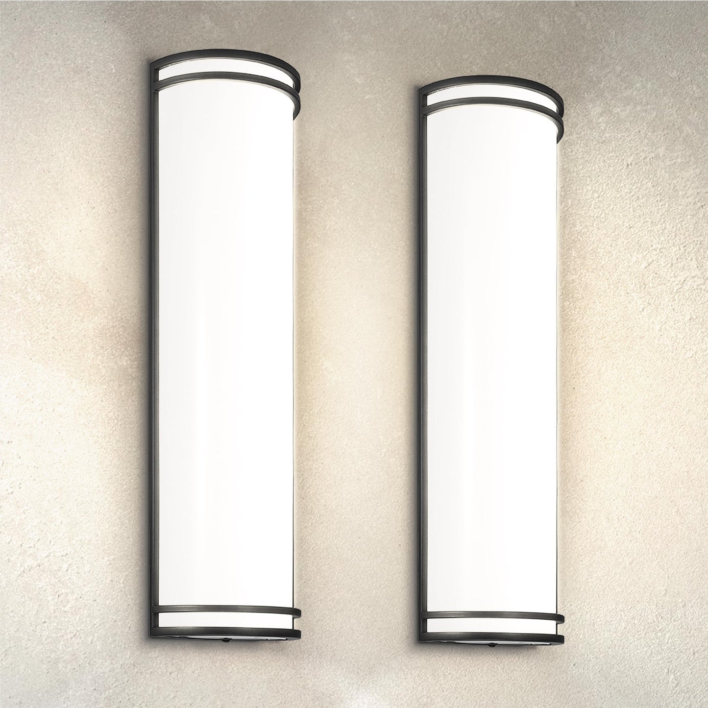 ASD 24 Inch LED Outdoor & Indoor Wall Mount Light Fixture - Matte Black Modern Wall Sconce Lighting - 25W 120-277V 3000K 4000K 5