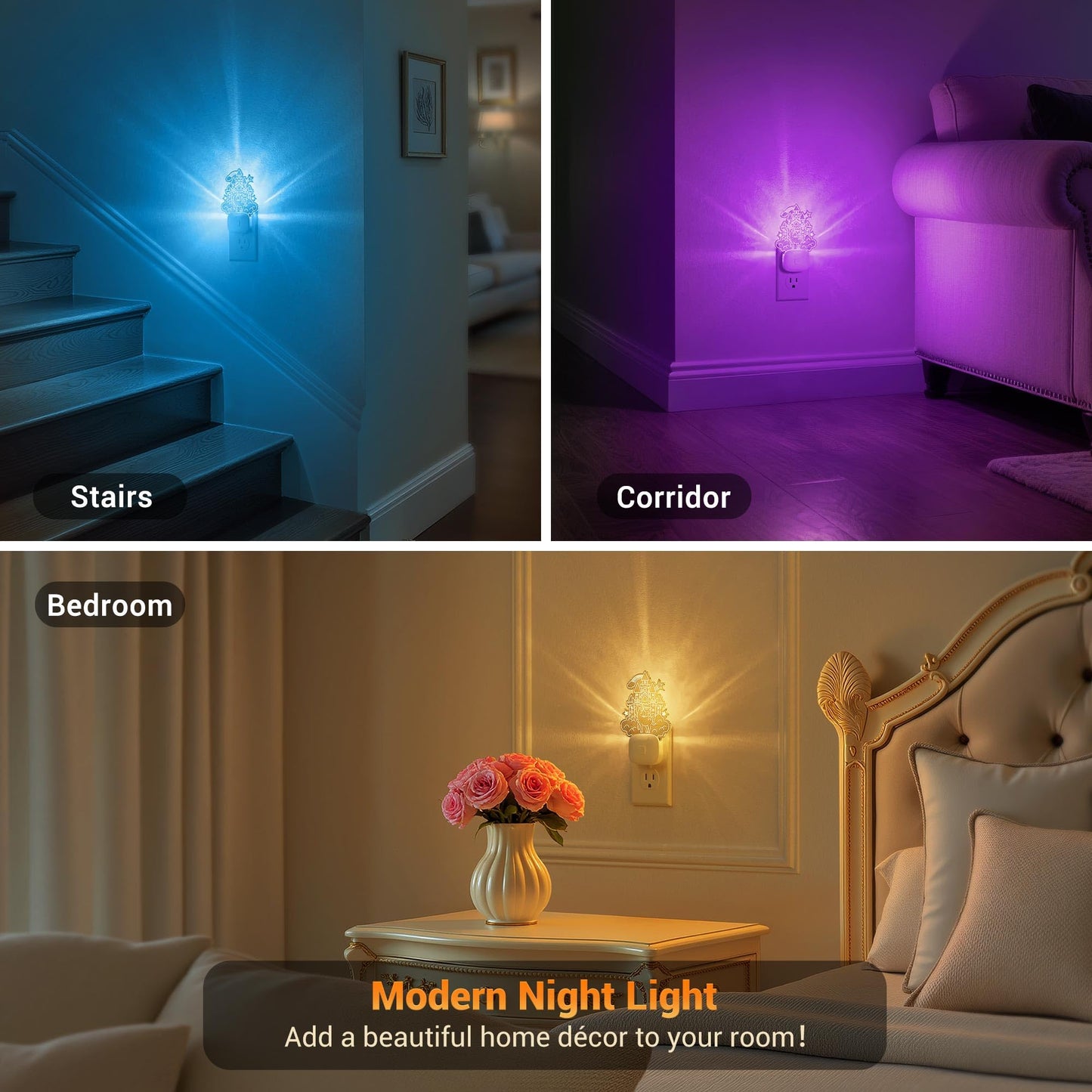 Jandcase Led Kids Night Light  Plug In Night Light  10 Color Changing Castle Night Light With Dusk To Dawn Sensor  Acrylic Rgb Nightlight For Kids Girls Bedroom  Gifts For Girls