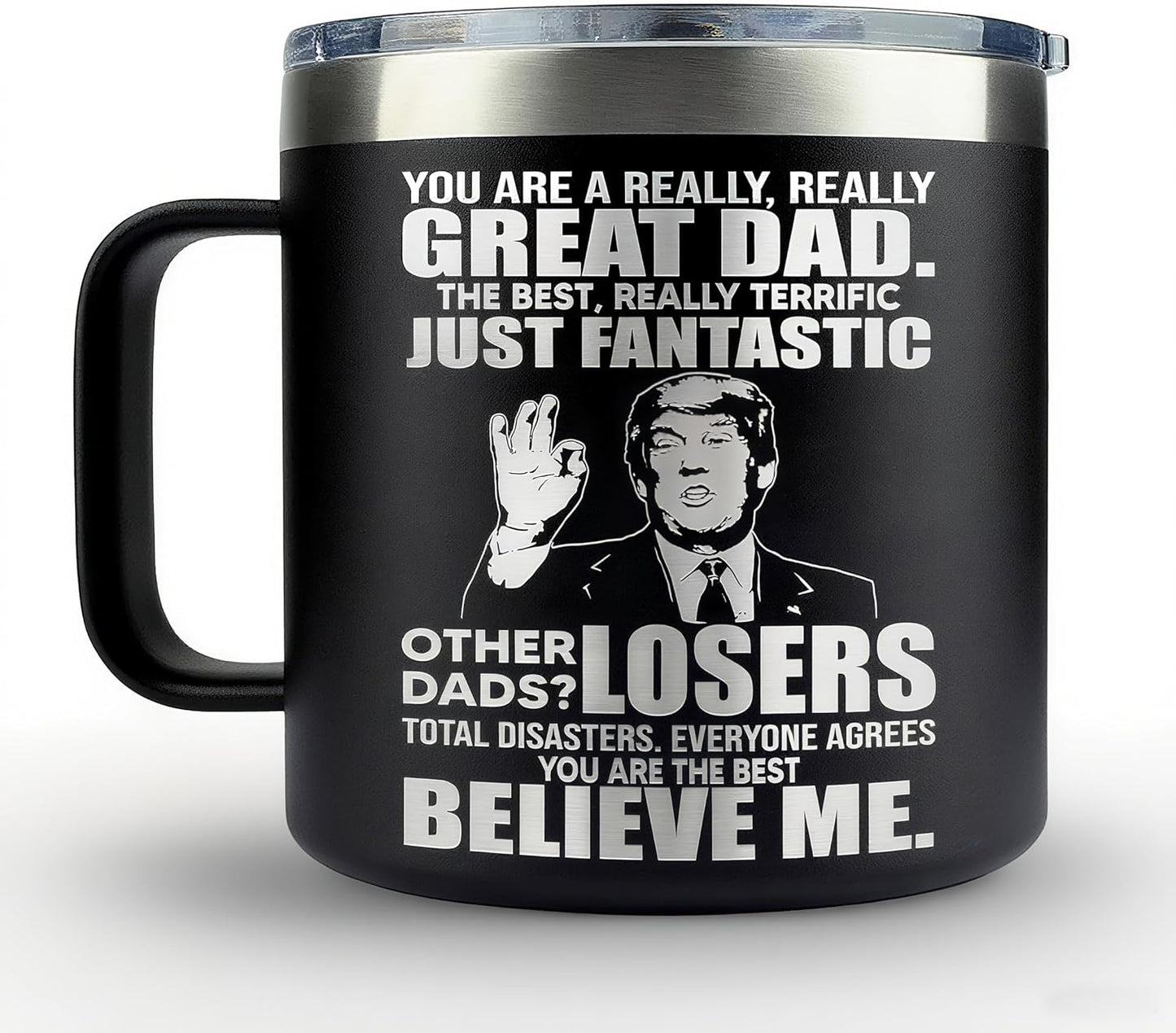 Golf & Dad Mug - Best Dad Ever Gifts for Golfers, Grandpa Mug for Fathers Day Birthday Christmas from Daughter Son, 14oz Insulated Stainless Steel Tumbler