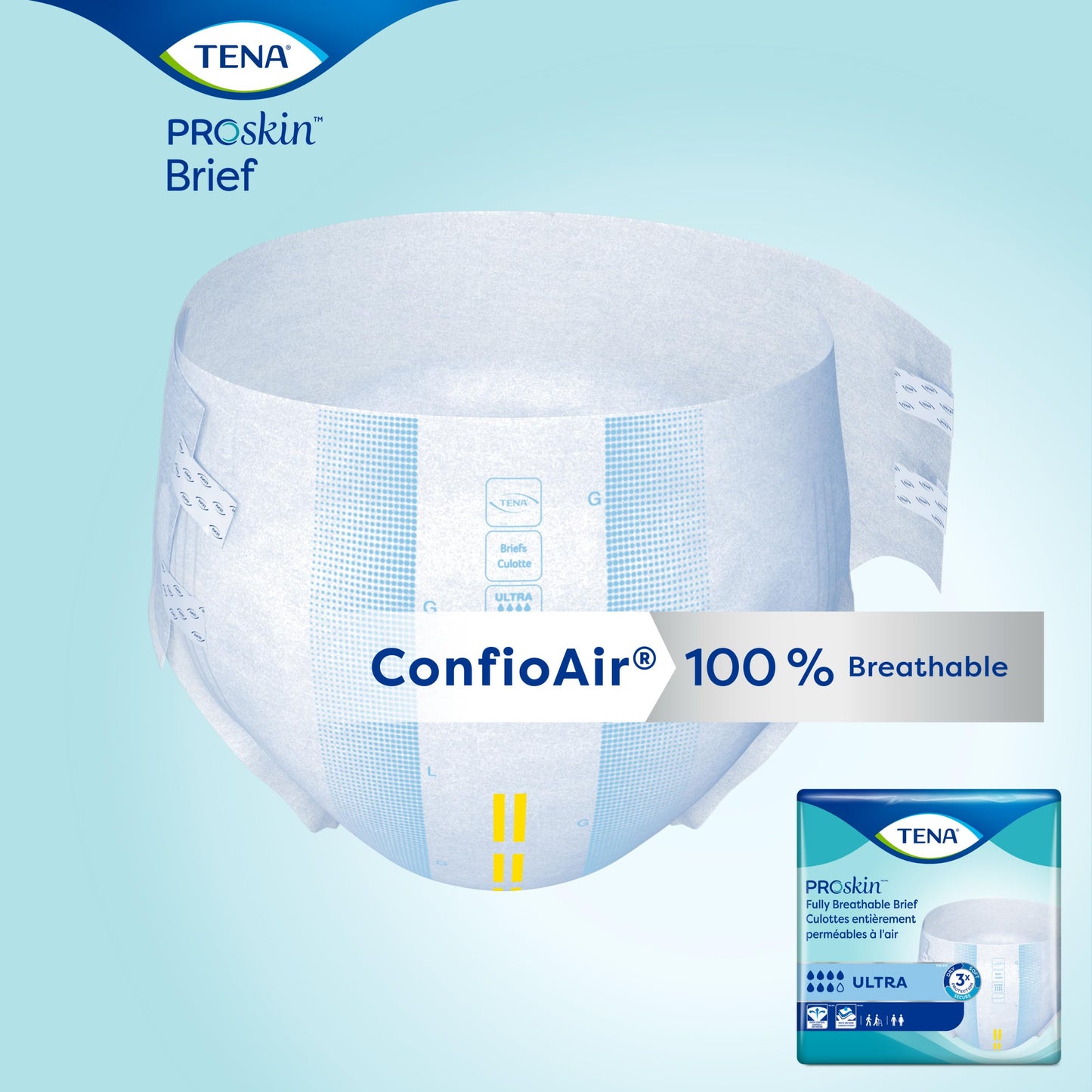 TENA Ultra Breathable Briefs, Incontinence, Disposable, Heavy Absorbency, Large, 40 Count, 40 Packs, 40 Total