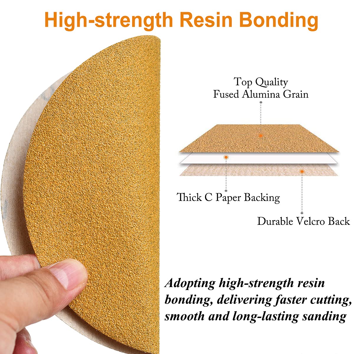 6-Inch No-Hole Hook and Loop Sanding Discs 220-Grit, Random Orbital Sandpaper for Automotive and Woodworking, 100-Pack