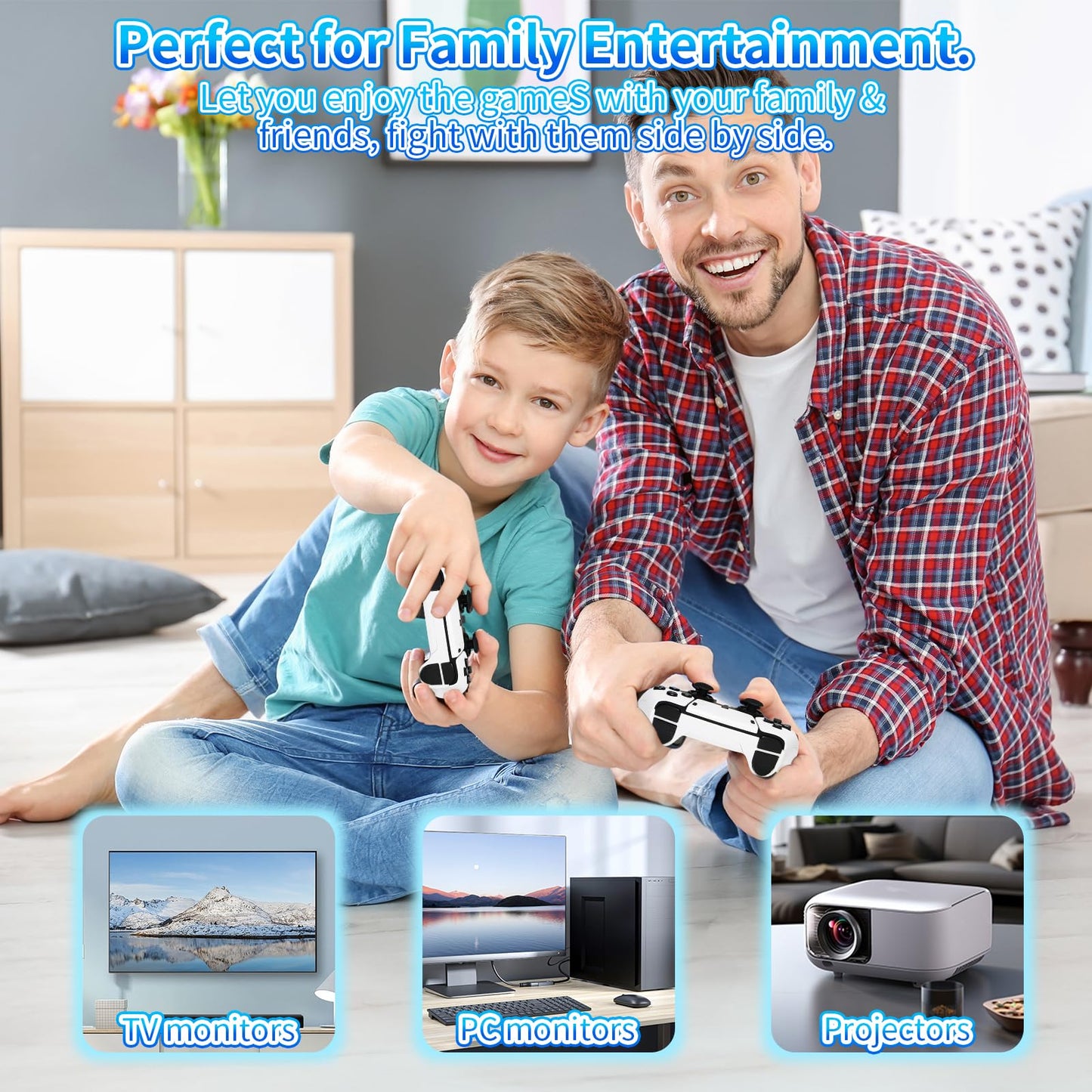 Wireless Retro Game Console, Retro Game Stick with Built-in 20,000+ Games, 23 Emulators 64GB, Retro Game Console Stick Pro with Dual 2.4GHz Wireless Controllers, Plug and Play Video Games for TV