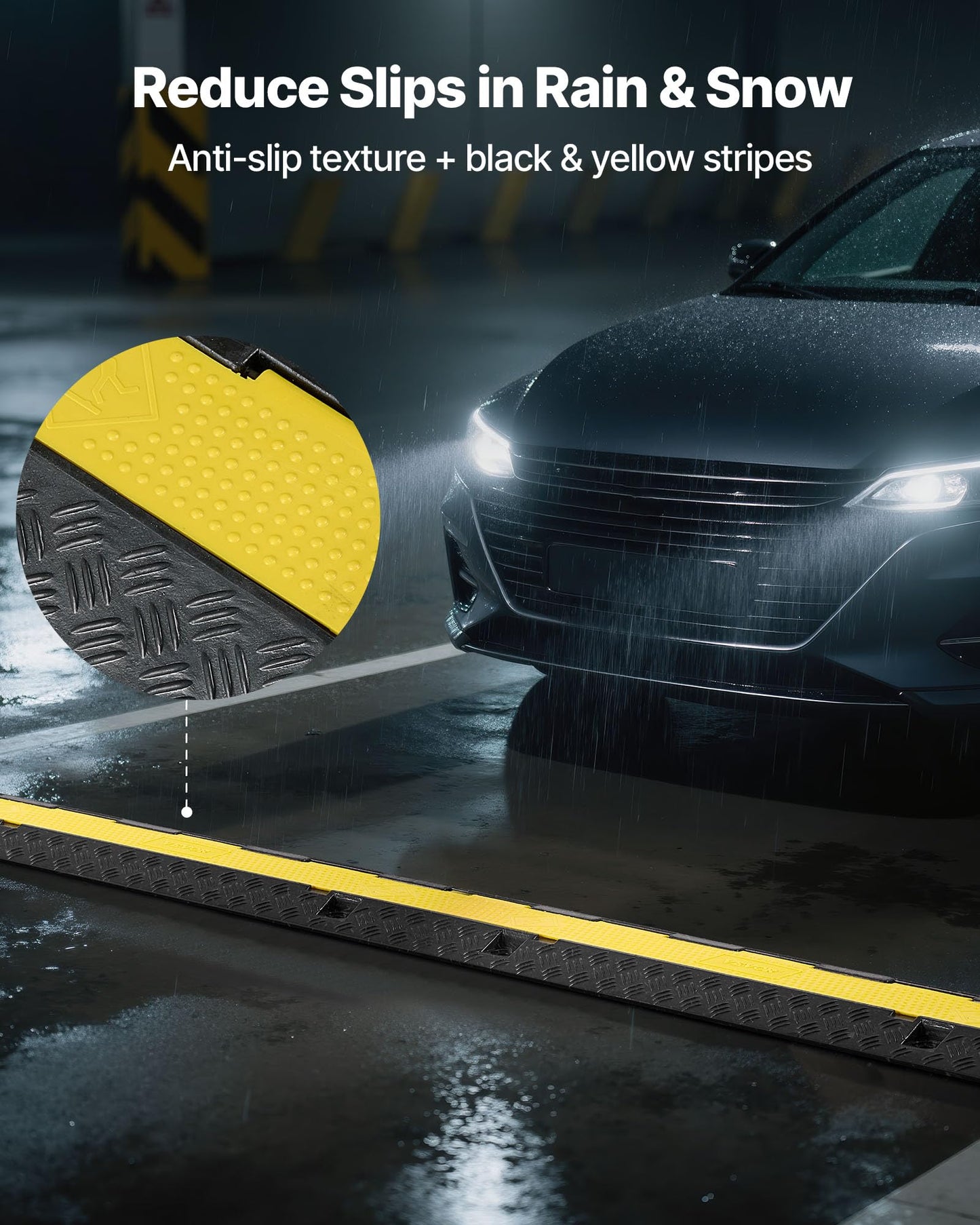 Vevor Cable Protector Ramp, 2 Channel Rubber Cord Hose Wire Cover, 1.3 X 1.2 In Channel Size, 39.57 Traffic Driveway Speed Bum