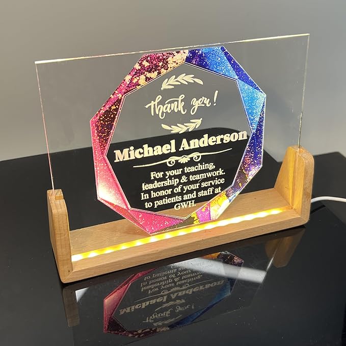 Custom Engraved Acrylic Employee Recognition Award – Personalized Appreciation Trophy for Corporate Excellence – Desk Display Plaque with Free Customization (Style #6)