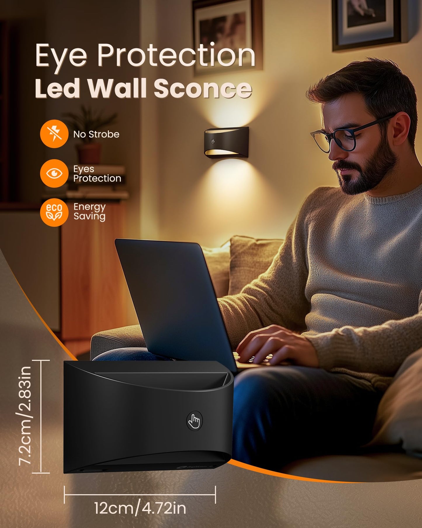 Brightown Magnetic Wall Sconces Set Of Two  Rechargeable Battery Powered Wall Sconce With Remote Control  3 Colors Wireless Up And Down Wall Mount Light For Hallway Bedroom Bedside Living Room (Black)