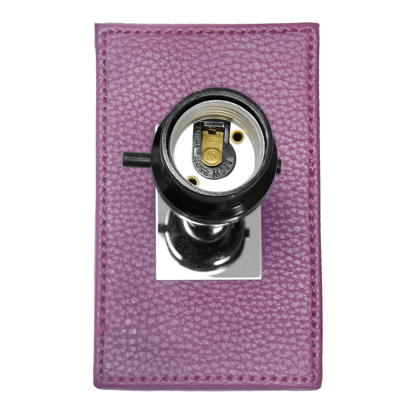 LALIA HOME Lexington 21in Leather Base Bedside Table Lamp, Purple Fabric Shade, Modern Décor for Living Room, Bedroom, Office