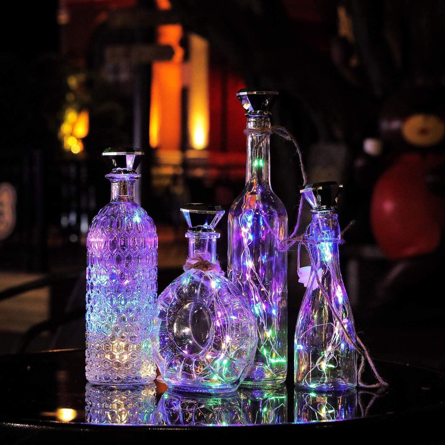 YJFWAL Solar Wine Bottle Lights, 12 Pack, Waterproof Copper, 20 LEDs, MultiColor, Model 24-12P-DSWB-MC