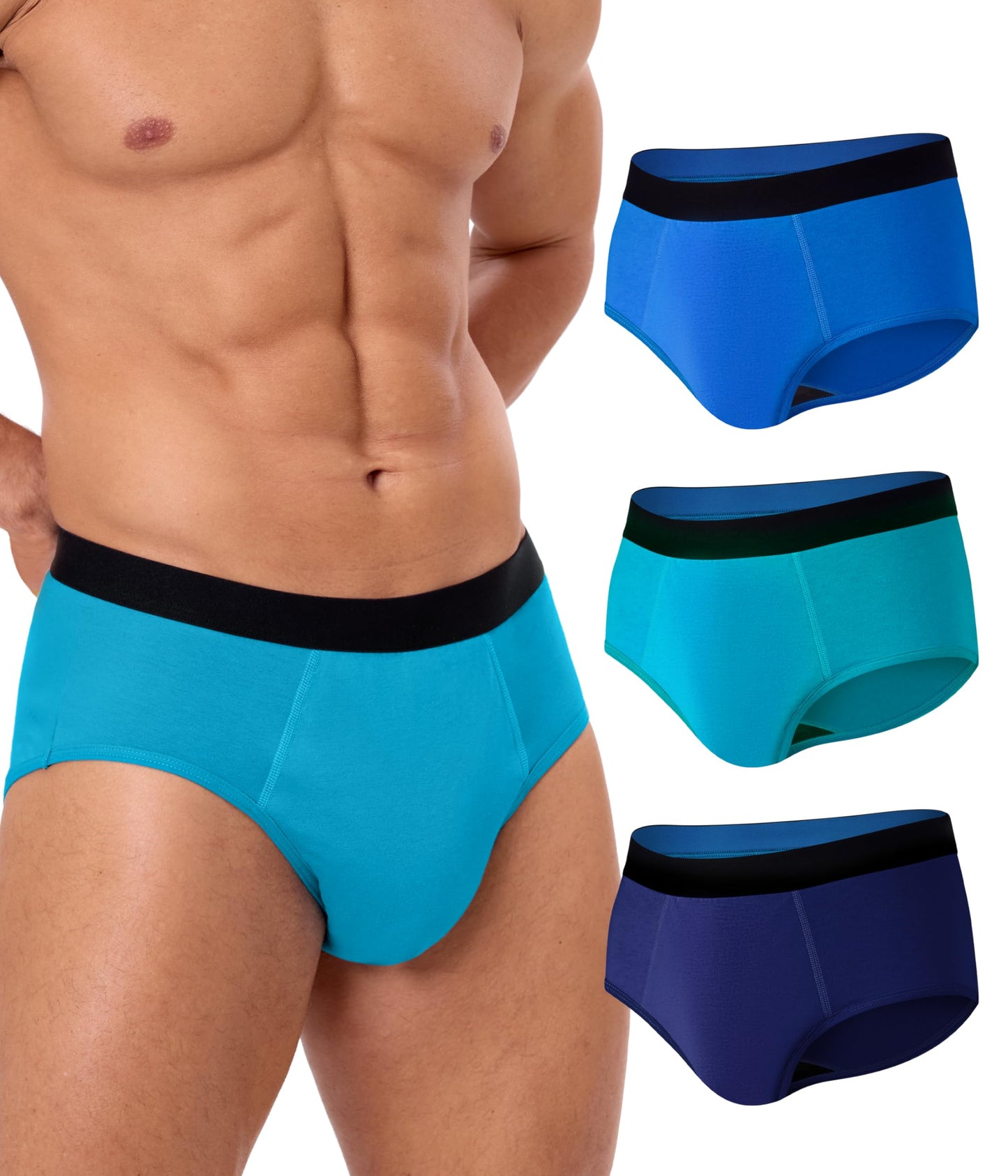 SUNCHIRI Incontinence Underwear for Men, 150ML Absorbent Washable Protective Leak Proof Reusable, Briefs 3 Pack (Multicolor01, Large)