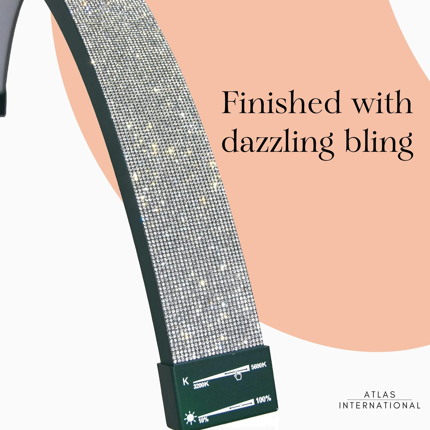 Atlas View Bling Eyelash Led Moon Light - Dimmable Diamond Lamp For Estheticians  Pmu & Nail Techs - Led Floor Lamp Adjustable Height  Touch Control & Stable Base (Emerald Green)