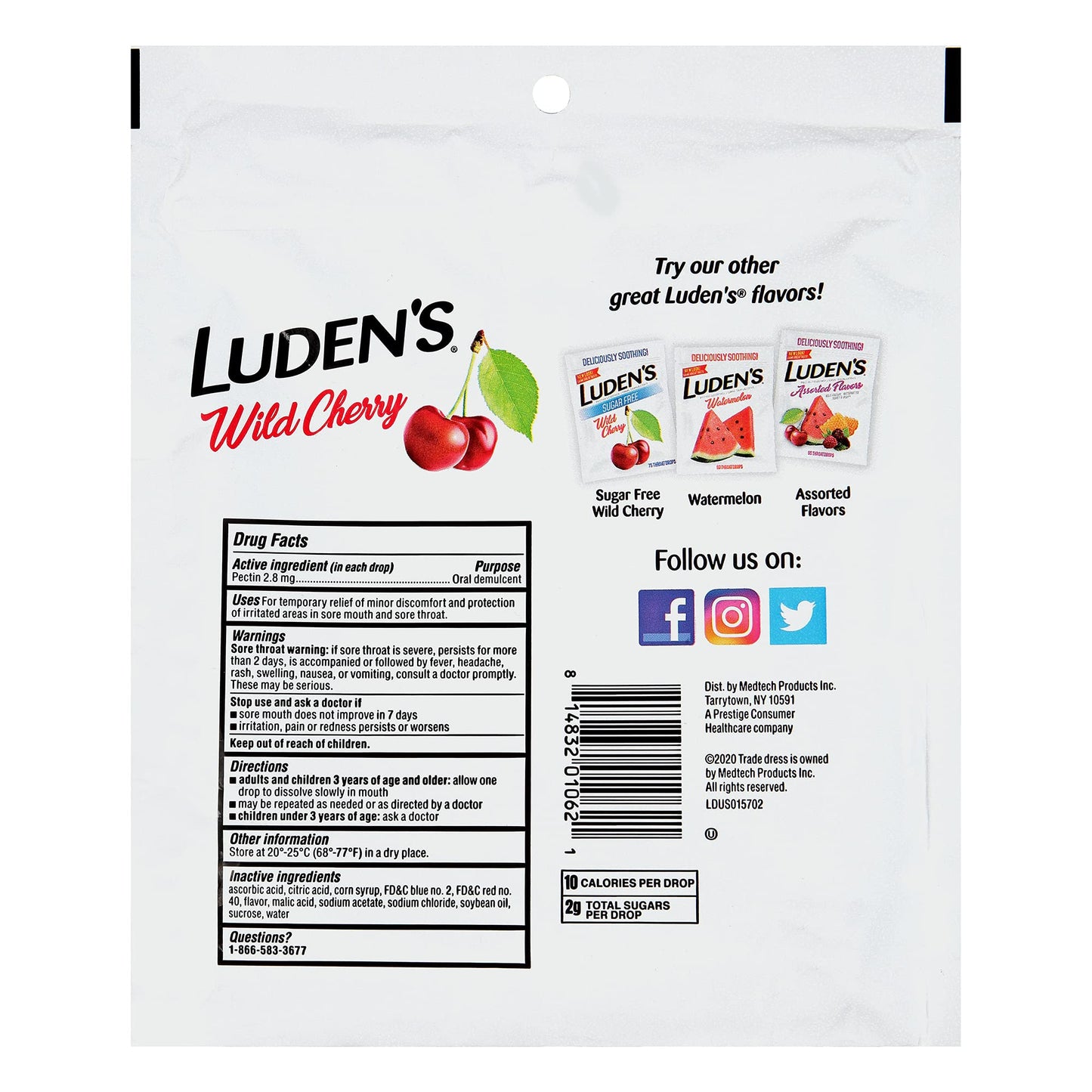 Ludens Deliciously Soothing Throat Drops, Wild Cherry Flavor, 90 Count (Pack of 4)