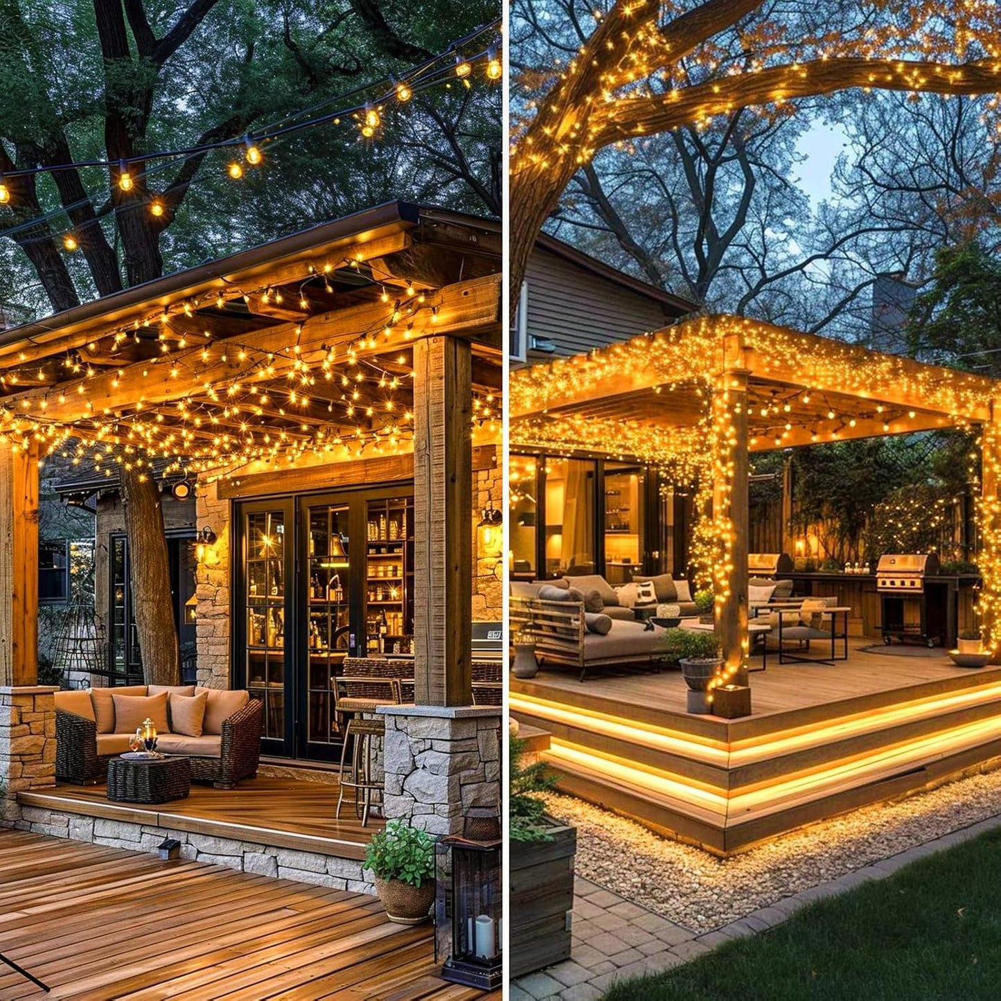 OZS Solar String Lights, 320LED, Waterproof, 8 Modes, Green Wire, Warm White, 4 Pack, Model 4PKSolar80LED-WW
