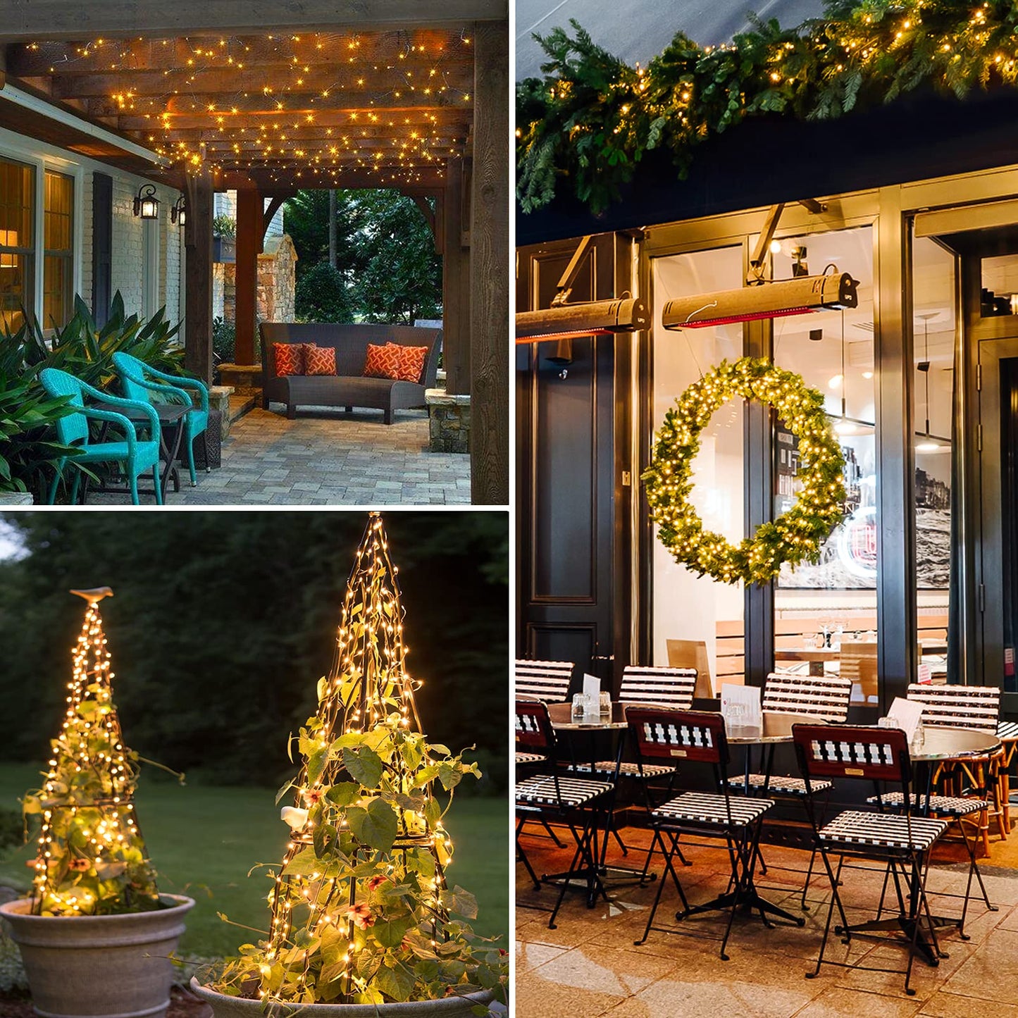 JMEXSUSS Fairy Lights 400 LED Battery Operated String Lights, 132ft, Warm White, 2 Pack, Remote Control, Indoor Outdoor Decor