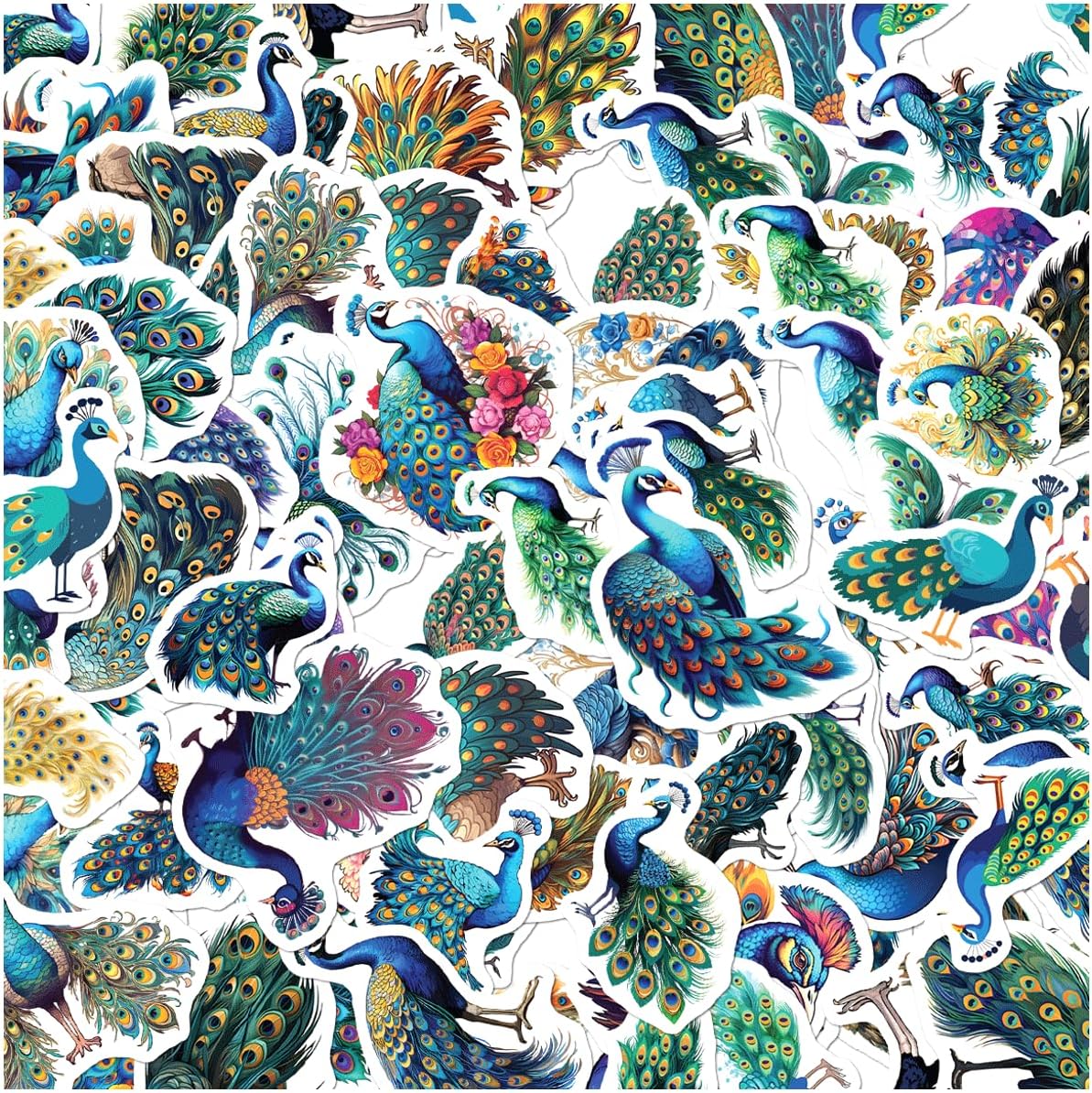 Colorful Art Illustrations Stickers 50pcs Vinyl Pack for Teens Students Scrapbook Laptop Water Bottle Decoration Car Bottles Hat Bedroom Bike Phone Case Wall