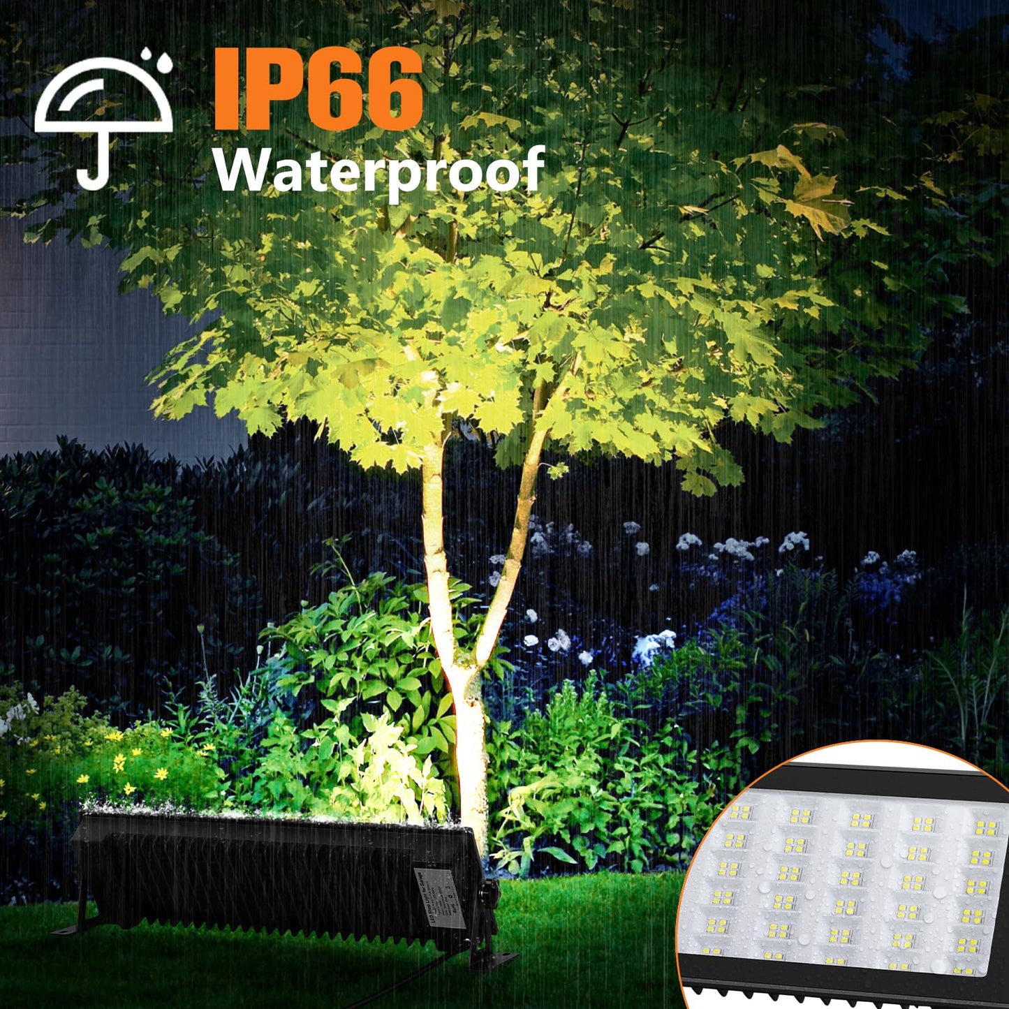 OOOLED 2 Pack LED Shop Lights, 15600LM 6000K Super Bright IP66 Waterproof LED Flood Light for Workshop, Garage, Shop