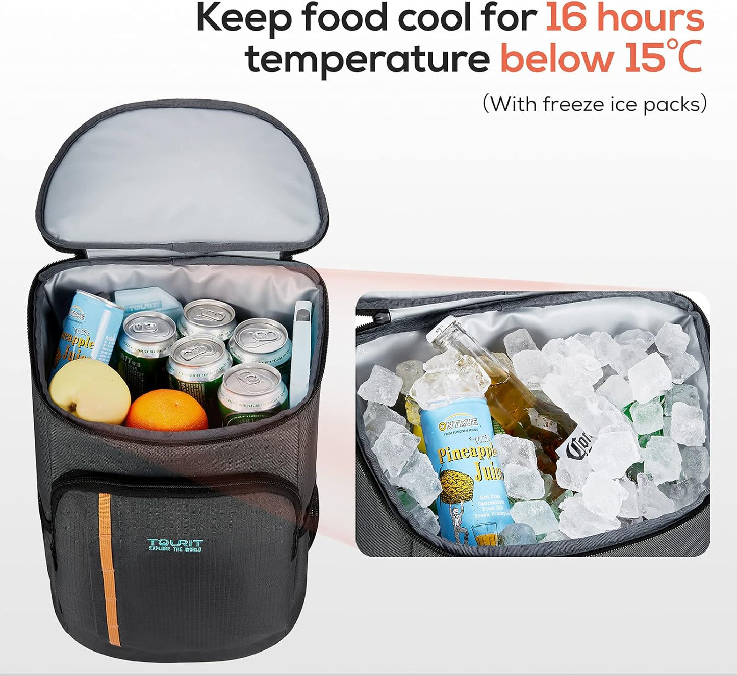TOURIT Cooler Backpack 30 Cans Lightweight Insulated Backpack Cooler Leak-Proof for Men and Women
