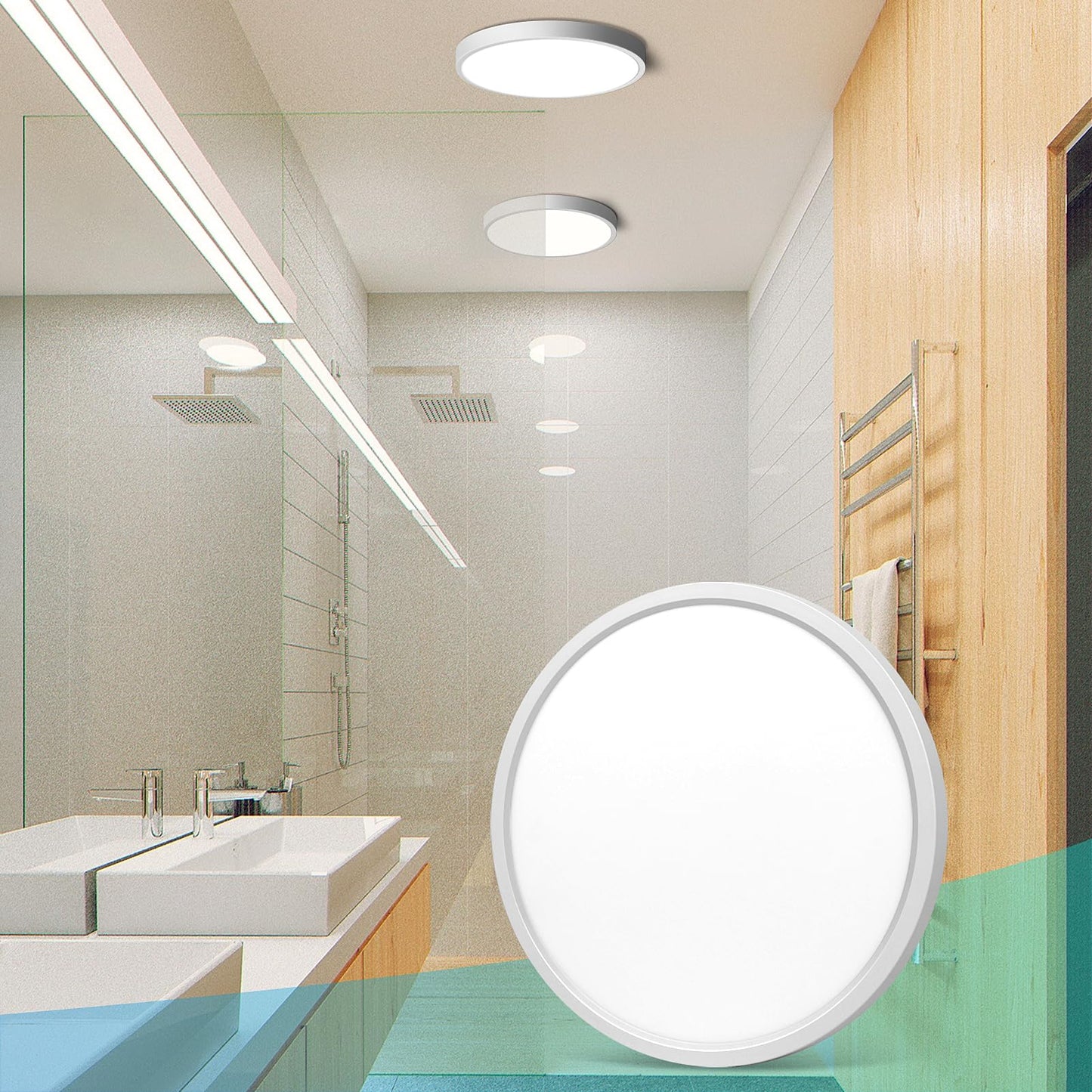 Lightingwill 7 Inch Led Flush Mount Ceiling Light Fixture  2800K Warm White  1500Lm  12W  Flat Modern Round Lighting Fixture  120W Equivalent White Ceiling Lamp For Kitchens  Bedrooms.Etc.