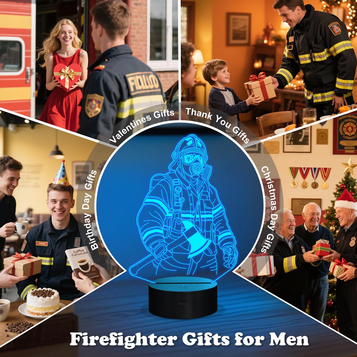 Anywin Firefighter Gifts For Men Firemen Night Light Fire Fighter Gift With 16 Colors Changing & Timer & Dimmer  Creative Gifts For Birthday  FatherS Day  Graduation  Thank You  Xmas For Firefighter