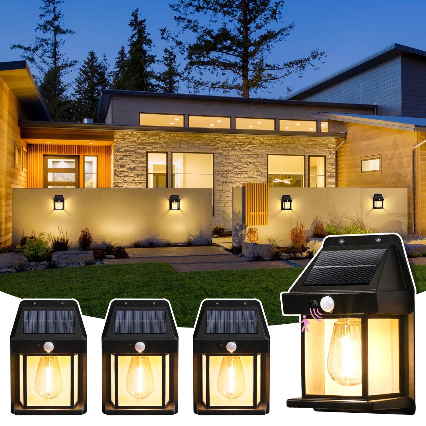 SOLPEX Solar Motion Lights Outdoor, Waterproof, 1 Pack, Warm White, Motion Sensor, Model 9347