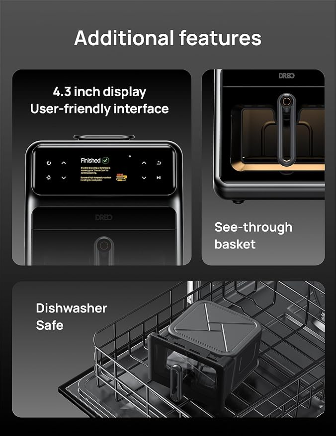 Dreo ChefMaker Combi Fryer, Cook like a pro with just the press of a button, Smart Air Fryer Cooker with Cook probe, Water Atomizer, 3 professional cooking modes, 6 QT