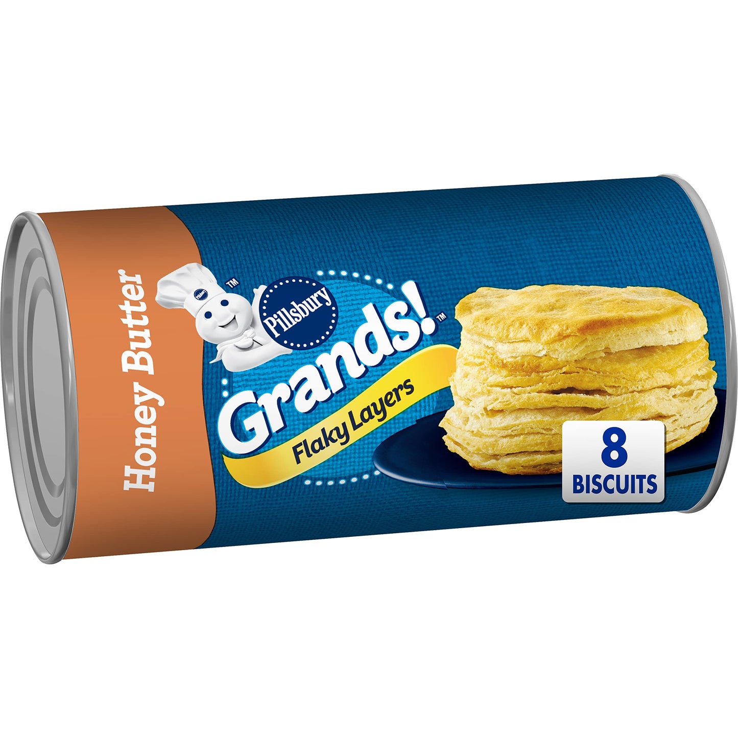 Pillsbury Grands! Flaky Layers Honey Butter Biscuits, 8 Ct, 16.3 oz
