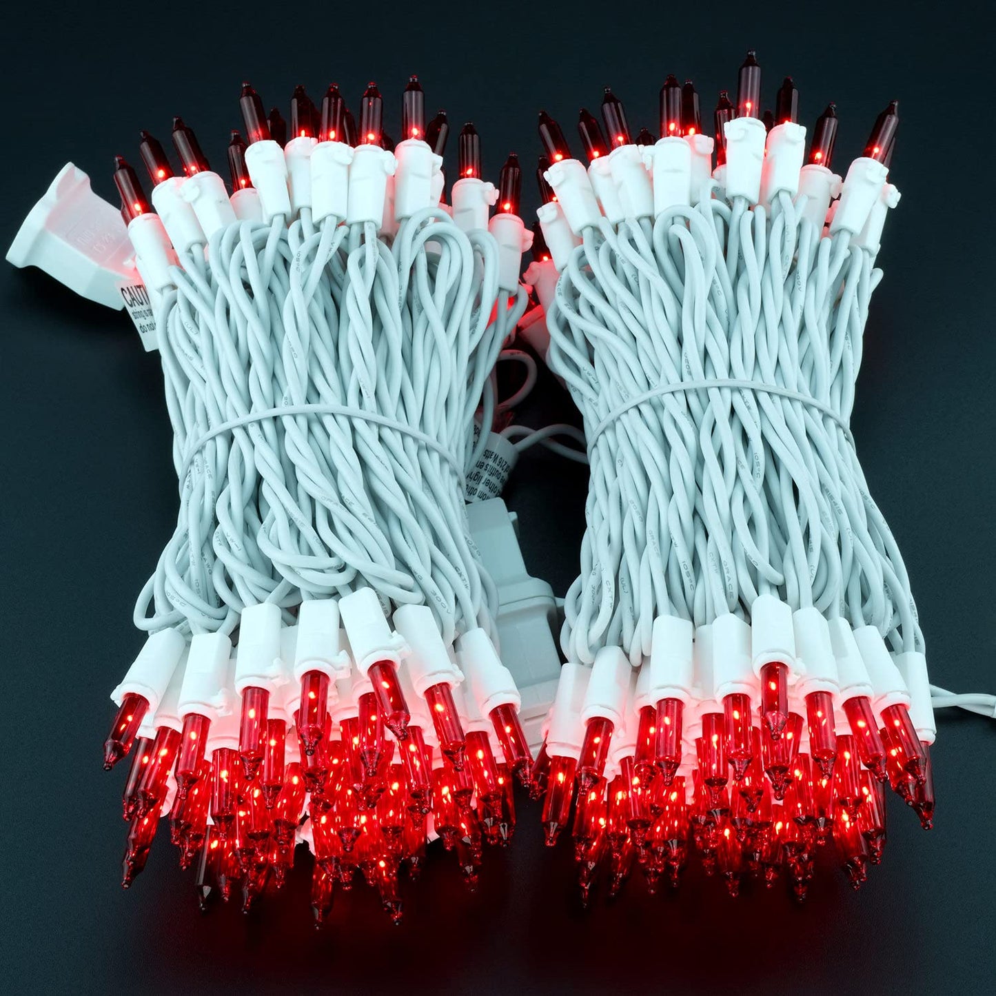 Yuletime Red Christmas String Lights, 200 Count, 66 Ft, Ul Certified, Incandescent Mini Light Set With White Wire