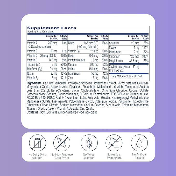 One A Day Women's Menopause Multivitamin with Vitamin A, Vitamin C, Vitamin D, Vitamin E and Zinc for Immune Health Support, Bone health, 50 Count