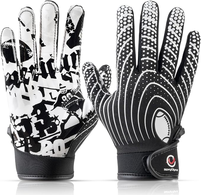NavyGlyvux Youth Football Gloves, Super - Sticky Receiver Gloves for Kids Boasting Unbeatable Grip - The Perfect Present f...