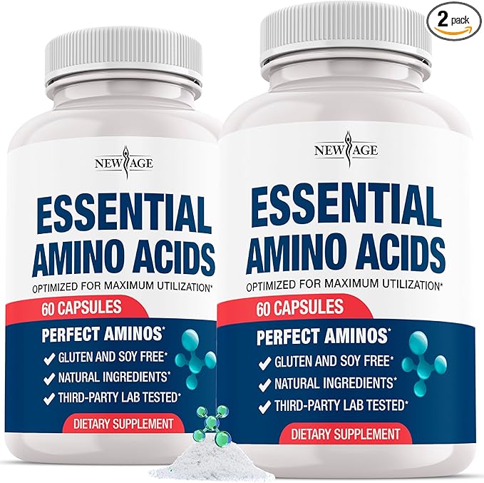 NEW AGE Amino Acid Complex – 20 Aminos with BCAAs, L-Glutamine, L-Arginine & Hyaluronic Acid – Supports Recovery, Energy, ...