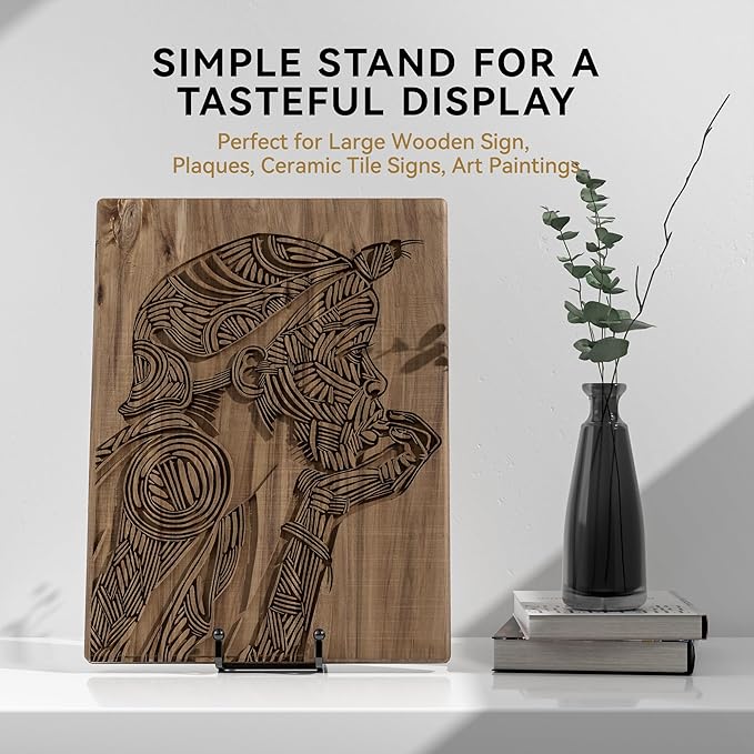 4 Pack 10 Inch Large Plate Stands for Display - Metal Square Wire Plate Holder Display Stand + Picture Stand for Book, Platter, Plaque, Photo Easel