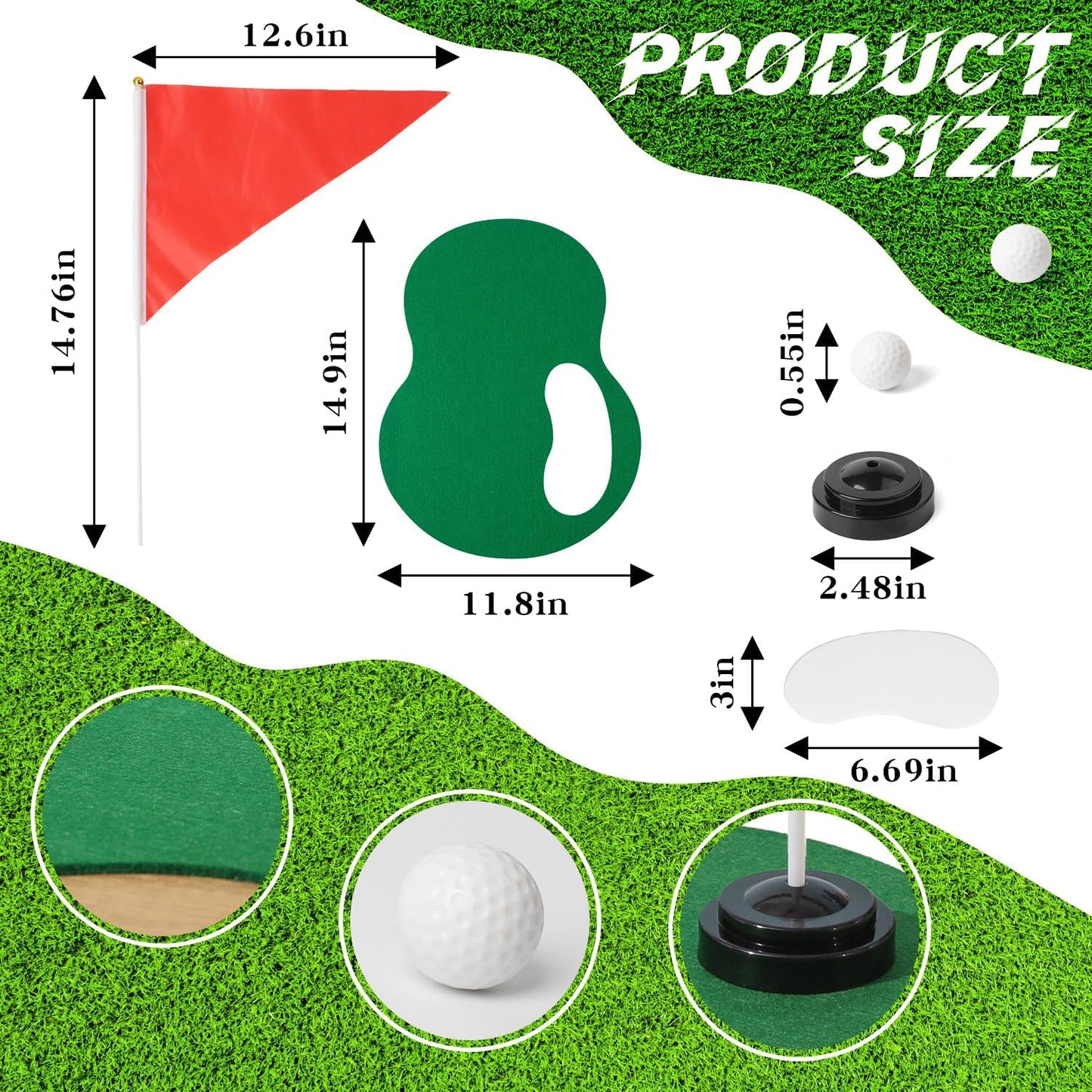 4 Set 20PCS Golf Centerpieces Table Decorations, Ball Sand Trap Red Flag Plastic Flagpole Base for Golf Club Sport Party Decor Supplies.