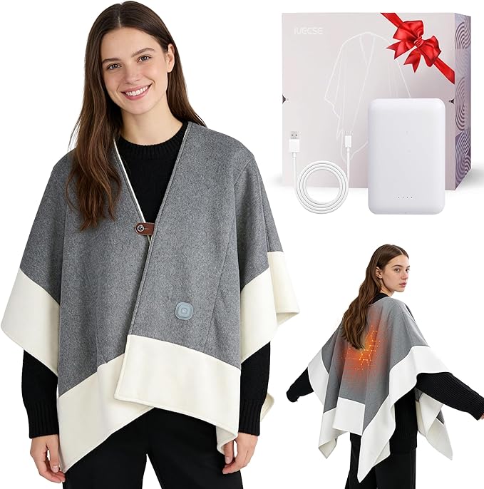 IUECSE Cordless Wearable Heated Blanket, Heated Blanket Battery Operated with Power Bank, USB Heating Throw Shawls Portabl...