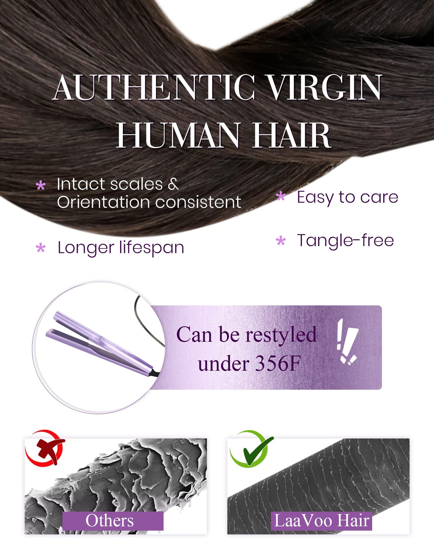 LaaVoo Micro Link Hair Extensions Human Hair Darkest Brown Micro Bead Hair Extensions Human Hair Solid Color Micro Loop Hair Ext