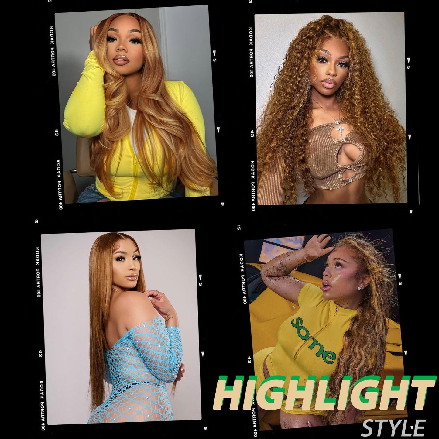 Shciyair Ombre Lace Front Wig Human Hair 200 Density Honey Blonde Highlight Wig Human Hair 4/27 13x4 Body Wave HD Lace Frontal W