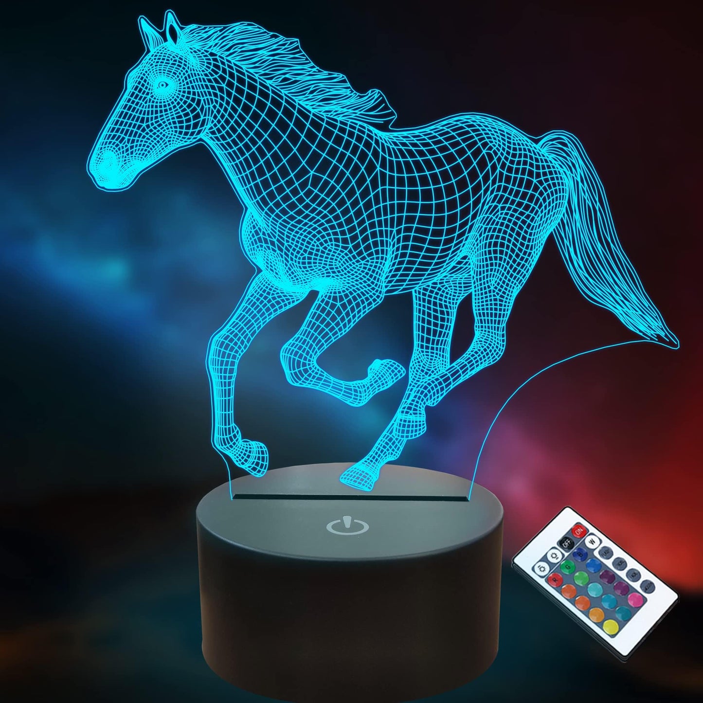 Lightzz Horse Night Light Lamp with Remote Control, 16 Colors, Acrylic, Model FS-XMX001-9999, Perfect for Kids Room Holiday Gifts