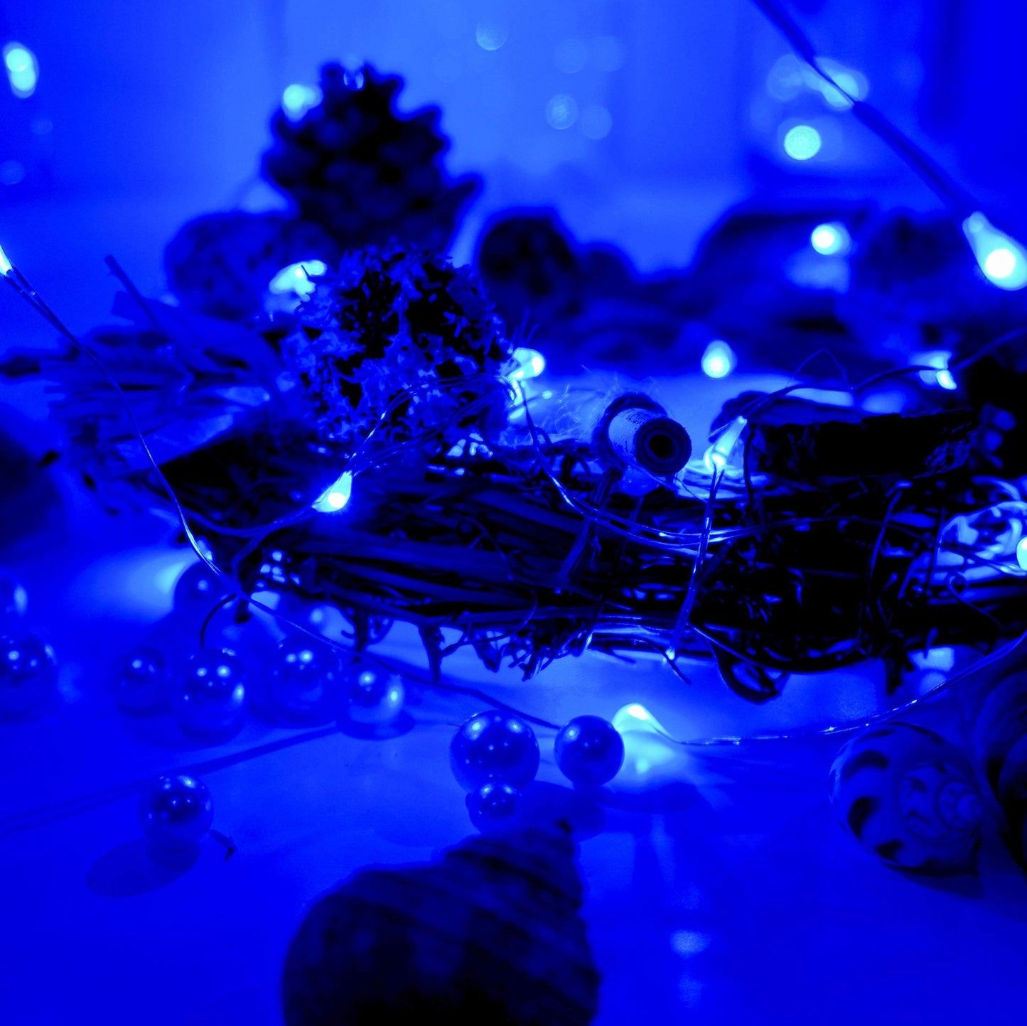 FELISHINE Fairy String Lights, 20 LEDs, 6.6FT, Battery Operated, Silver Copper Wire, Blue for Party, Wedding, Christmas Decorations