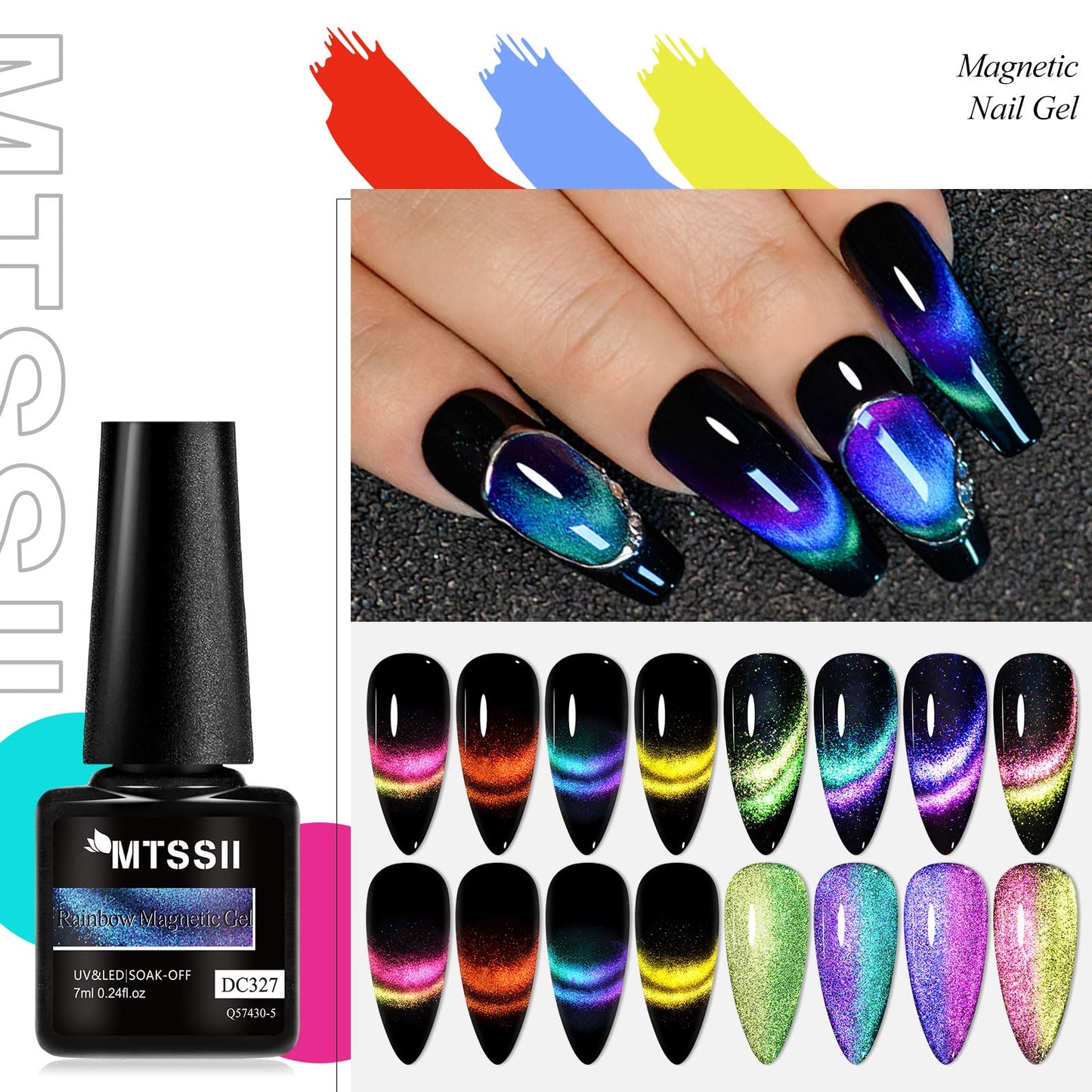 MTSSII 8 Colors Cat Eye Gel Nail Polish 8PCS Soak Off UV LED Lamp Magnetic Nail Polish Gel Nail Art Varnish Manicure Design with